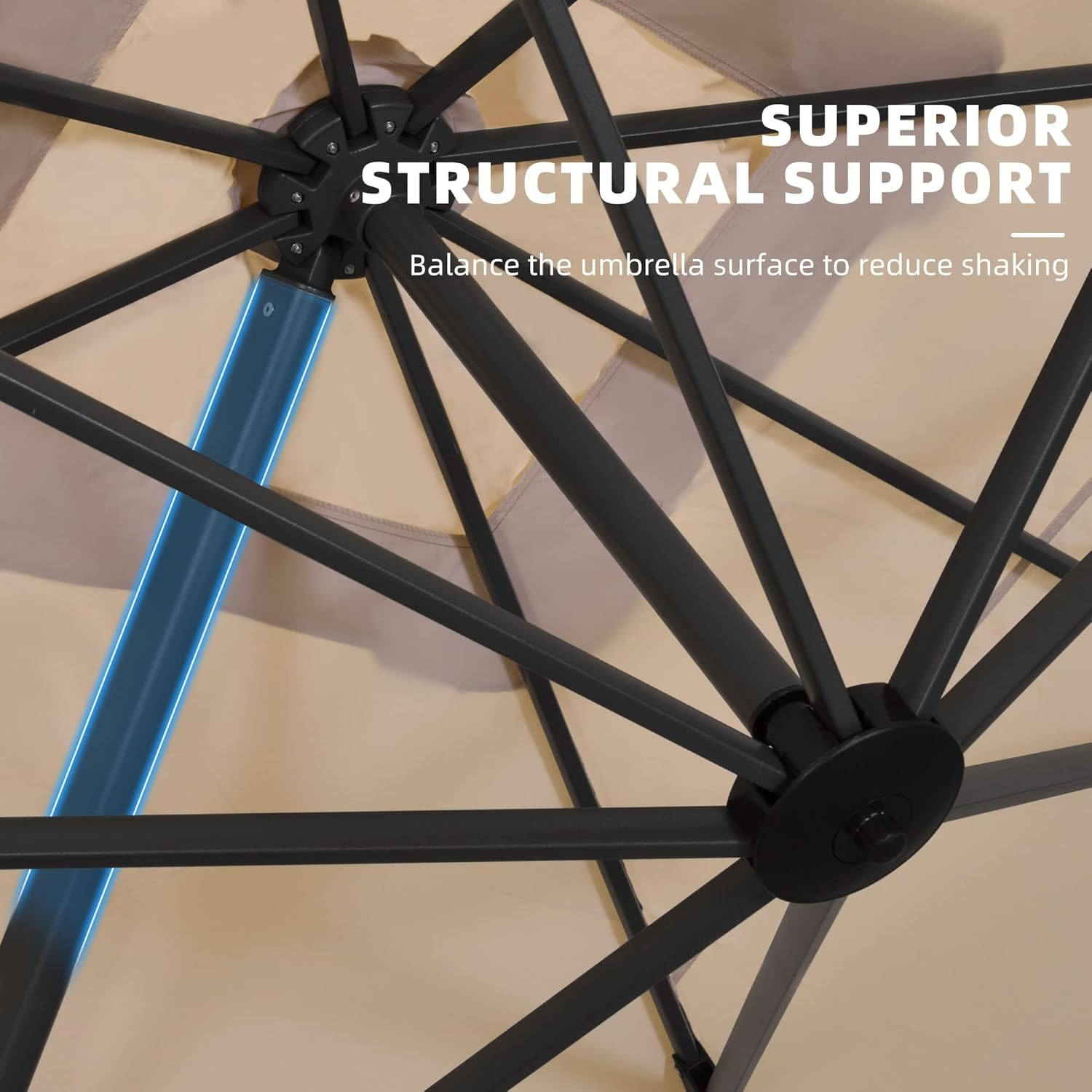 3X4 M Large Patio Umbrella Outdoor, Cantilever Umbrella with Crank Handle and Tilt, Offset Umbrella for Deck and Outdoor image number 2