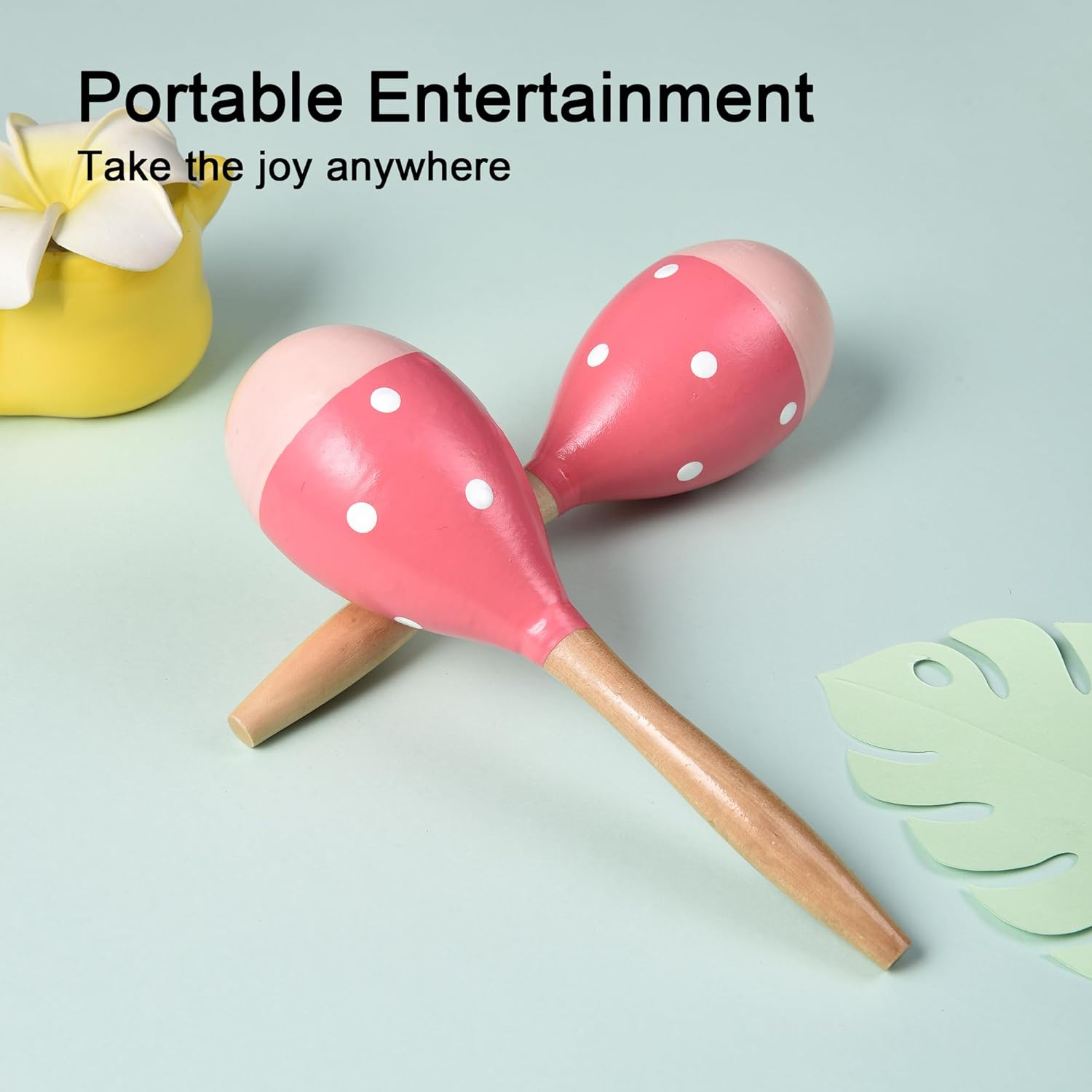 Maracas for Adults Kids Babies, Wooden Maracas Shaker Musical Instrument image number 3