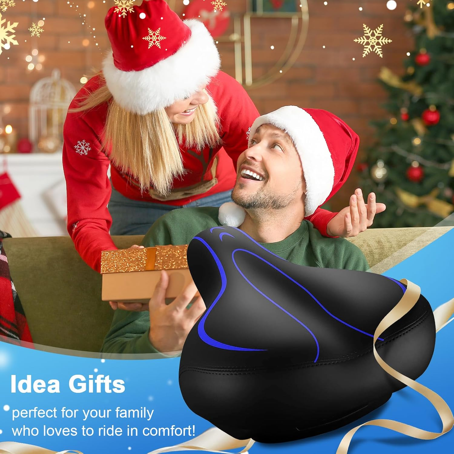 Xmifer Oversized Bike Seat, Comfortable Bike Seat - Universal Replacement Bicycle Saddle - Waterproof Leather Bicycle Seat with Extra Padded Memory Foam - Bicycle Seat for Men/Women