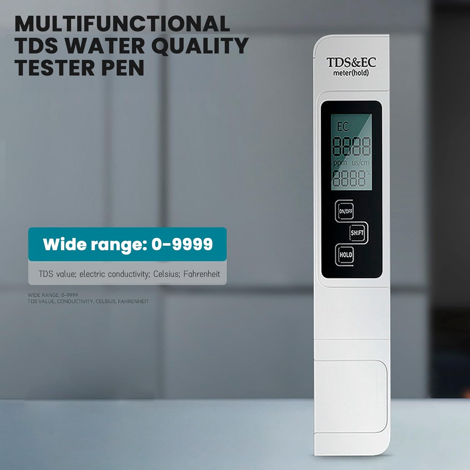 Water Testing Kits for Drinking Water- 4 in 1 TDS Meter TDS EC & Temperature(&deg;C,&deg;F) Meter,Accurate & Reliable Digital Tap, Well, Swimming Pool,Hydroponics, Aquarium, RO/DI System