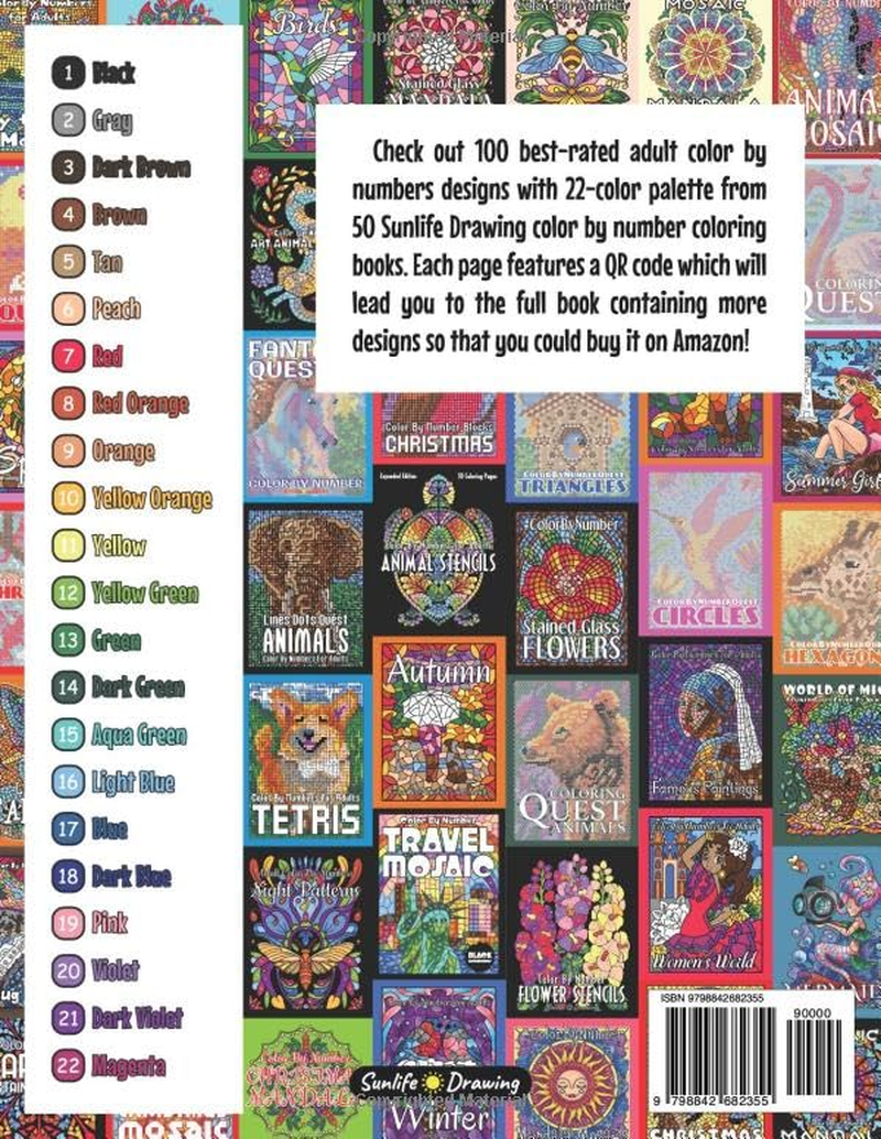 100 BEST Adult Color by Numbers: the Best Designs from Sunlife Drawing Color by Number Coloring Books image number 1