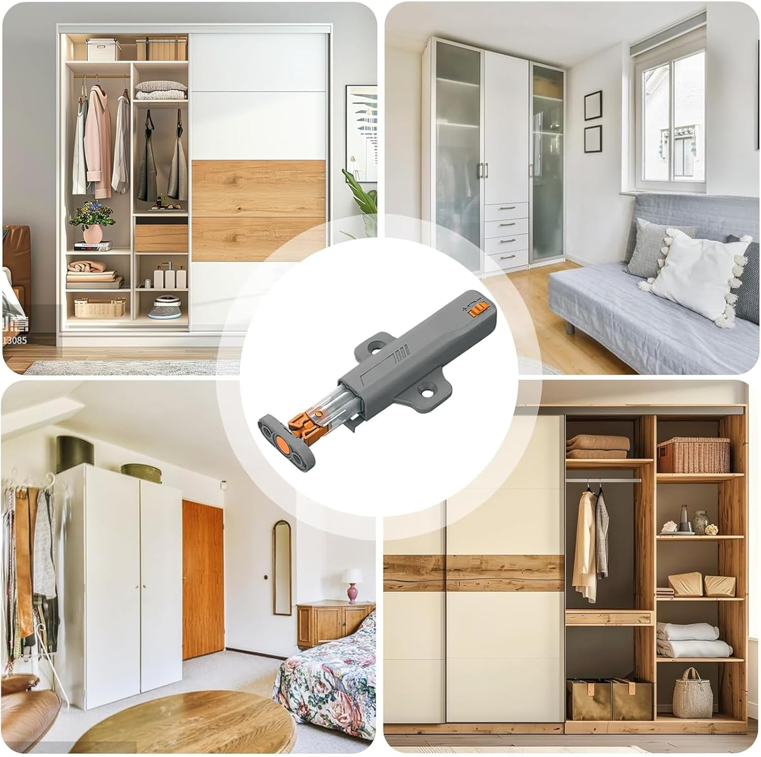 Yeanifeana 2-Pack Push to Open Latch, Touch Lock Drawer Pull for Cabinet Door Rebound, Tip-On RV Cabinet Catches for Kitchen, Bedroom, Wardrobe & Window (Gray) image number 1