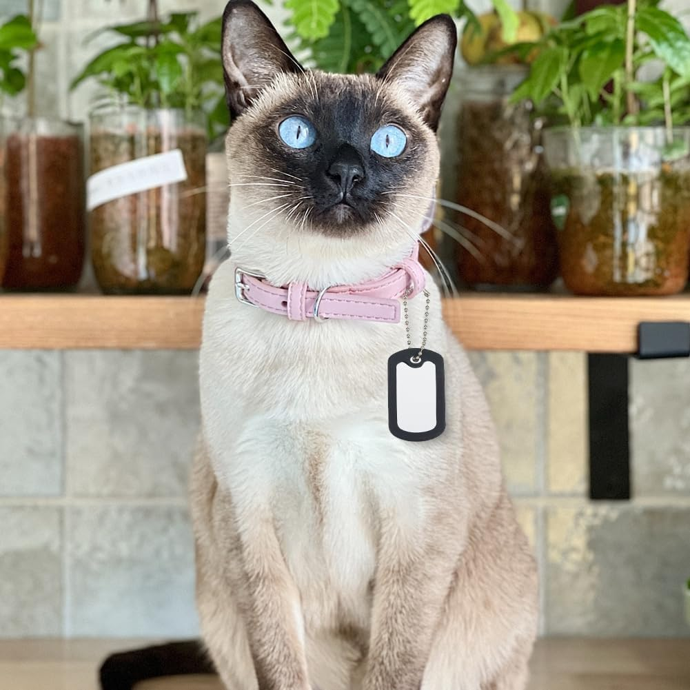 SOFPLATE 8 Set (24 Pieces) Black Military Dog Tags with Rubber Damper Aluminium Pet Tags (Blank) with Ball Chain and Silicone Case for Noise Reduction and Protection of the Dog Brand ID SCH image number 2