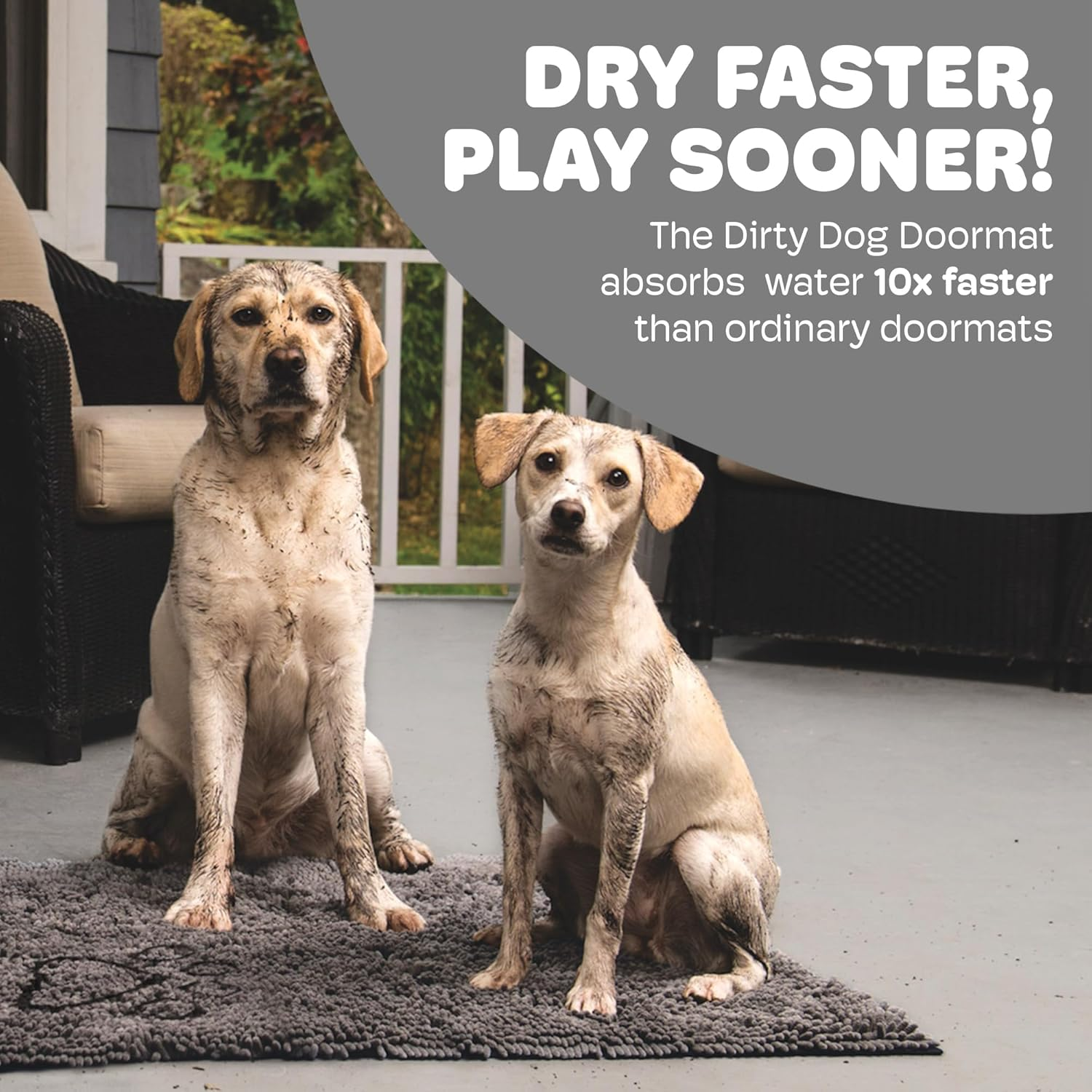 Dog Gone Smart Dirty Dog Doormat Runner, Grey