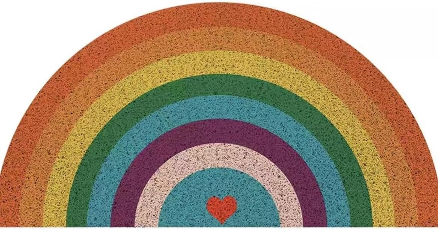 Creative Semi Circular Area Rug anti Slip Door Mat Rainbow Floor Mats Bedroom Carpet Rugs Entrance Doormat Anti-Slip Mats Rubber Backing, Durable & Washable (40&times;80Cm) image number 3