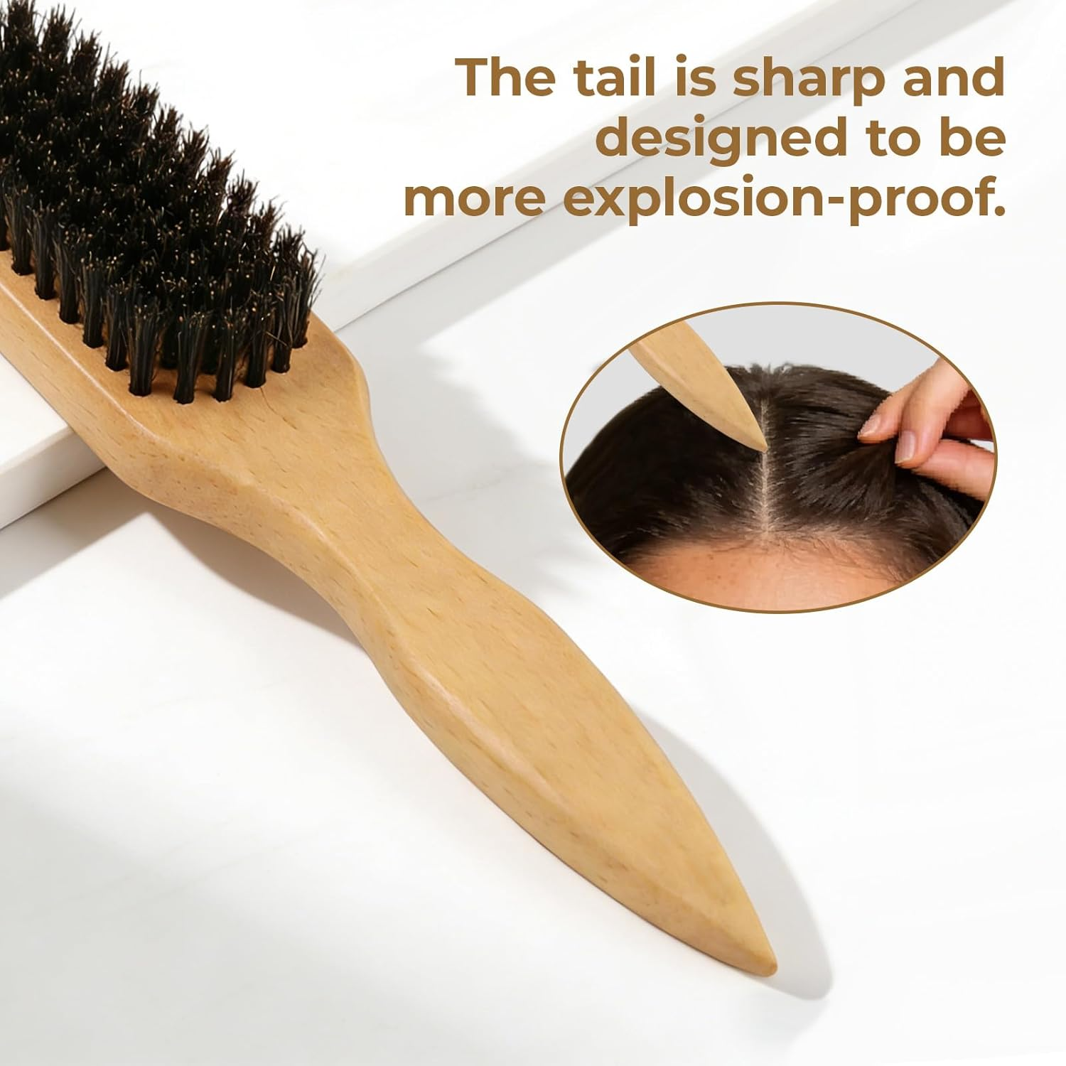 Surnavik Bristle Hair Brush & Beard Brush, Slick Back Smoothing Brush for Daily Grooming, Professional Styling Tool for Salon & Home Use, Hair Oil Distribution image number 3