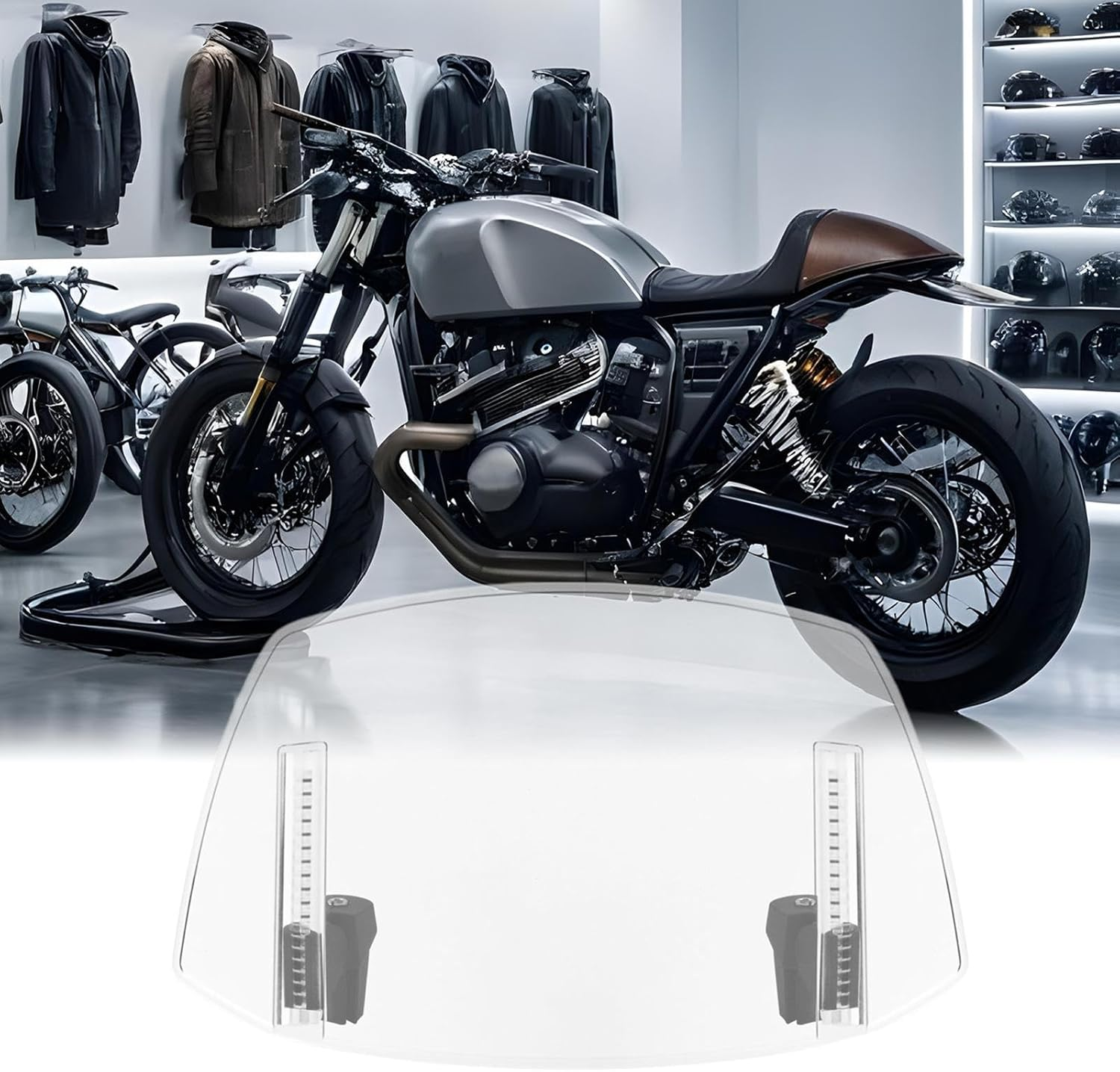 Motorcycle Windshield Extension - Motorcycle Windscreen Windshield - Modification Spoiler Extension Accessories Improved Stability for Motorbike Scooter ATV - Transparent image number 3