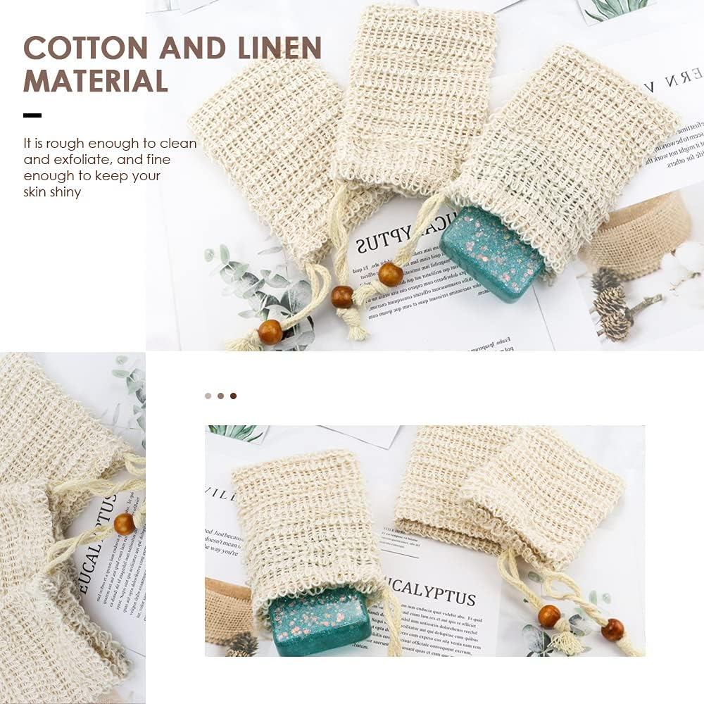 TCOTBE 2 Pack Natural Sisal Soap Saver Bag Zero Waste Mesh Bar Soap Loofah Holder Pouch for Shower Organic Soap Bag with Pouch Holder for Shower Bath image number 4