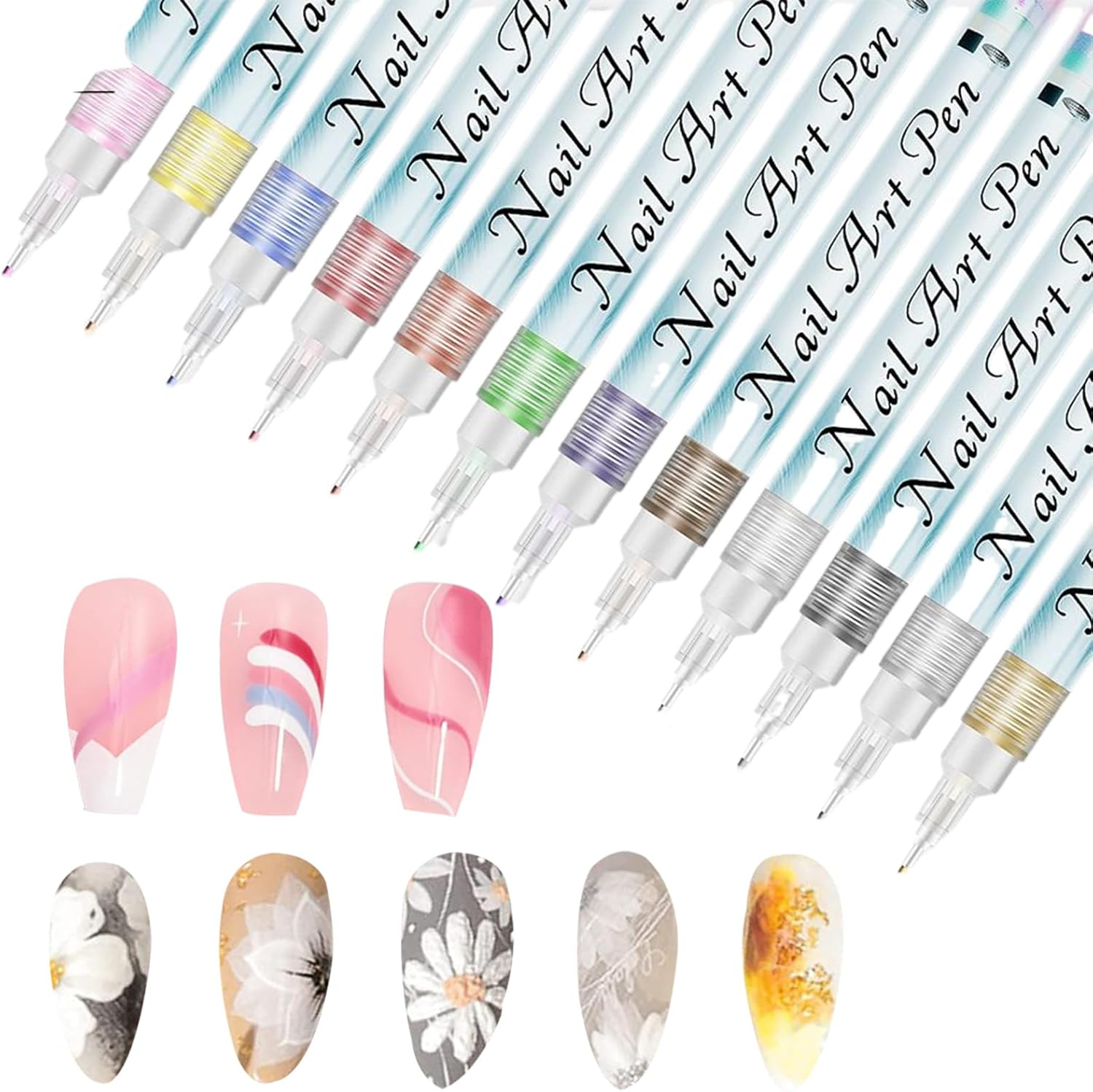 Nail Painting Pens - 12-Color Quick-Drying Manicure Tools,Nail Polish Design Doodle Pens Set | for Christmas Birthday Home Salon Handicraft Enthusiasts Adults Fingernail Art image number 3