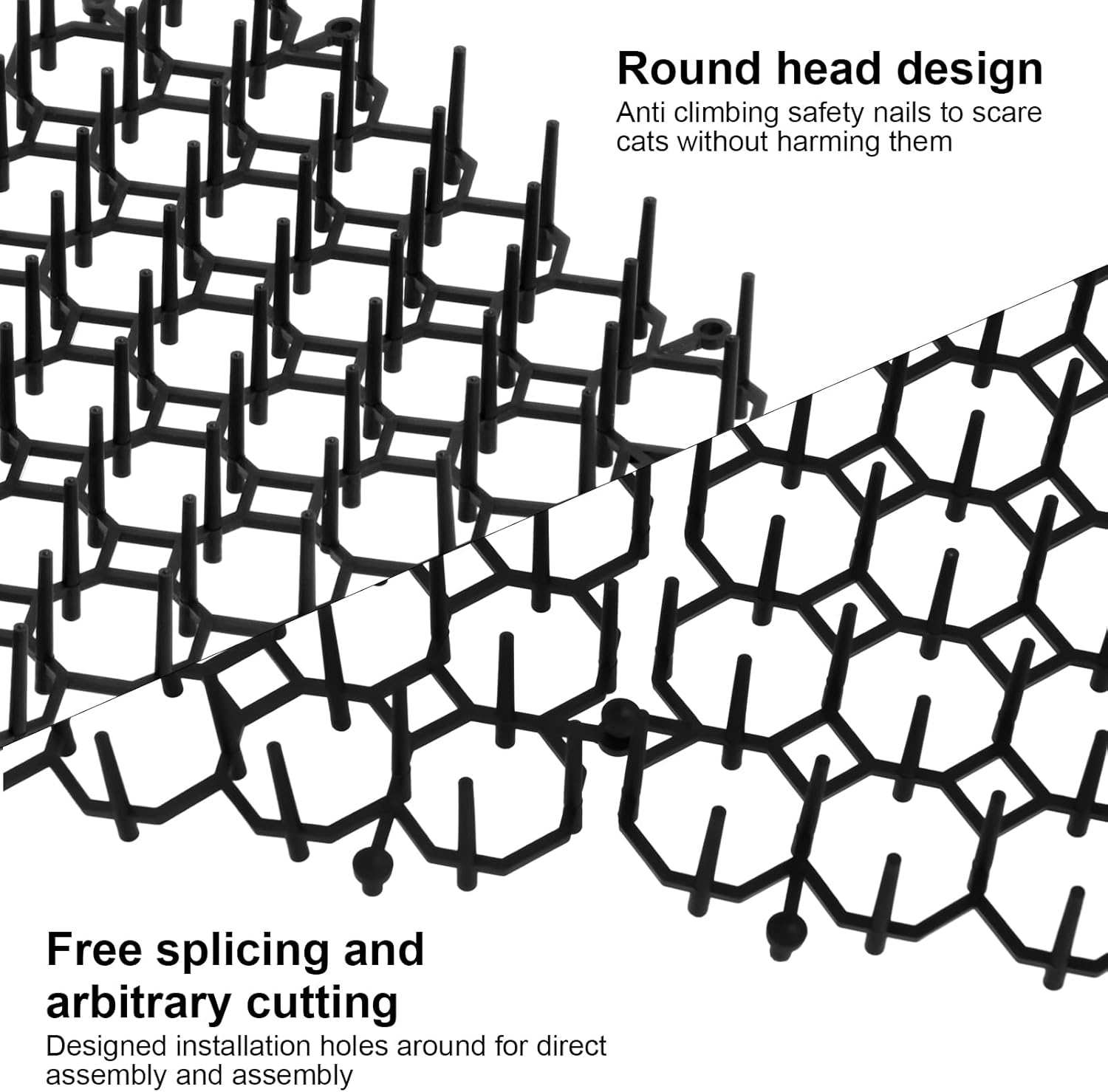 Thorn Grid against Cats, 12 Pieces Cat Protection Mat with Tips, Cat Repellent Mat, anti Cat Mat, Thorn Grid Animal Barrier with 12 Nails and 20 Cable Ties for the Garden image number 4