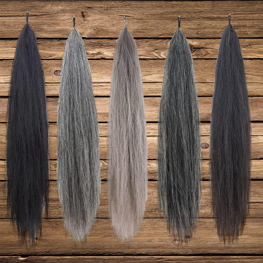 Horse False Tail Wig Tail Extensions, 71Cm - 76Cm Long and Single Thickness 170G (Dark Grey) - Dark Grey image number 5
