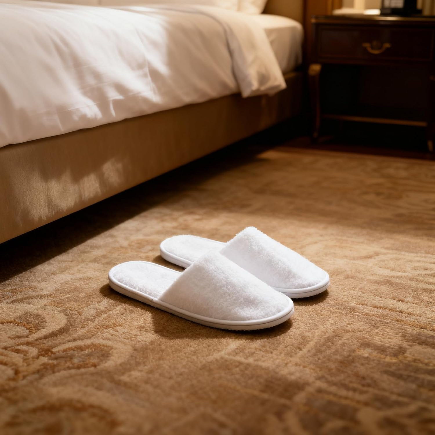 UINOFER 10 Pairs Spa Slippers, Disposable Hotel Cotton Velvet Closed Toe Slippers for Home, Bedroom, Bathroom, Indoor, Hotel or Commercial Use image number 2