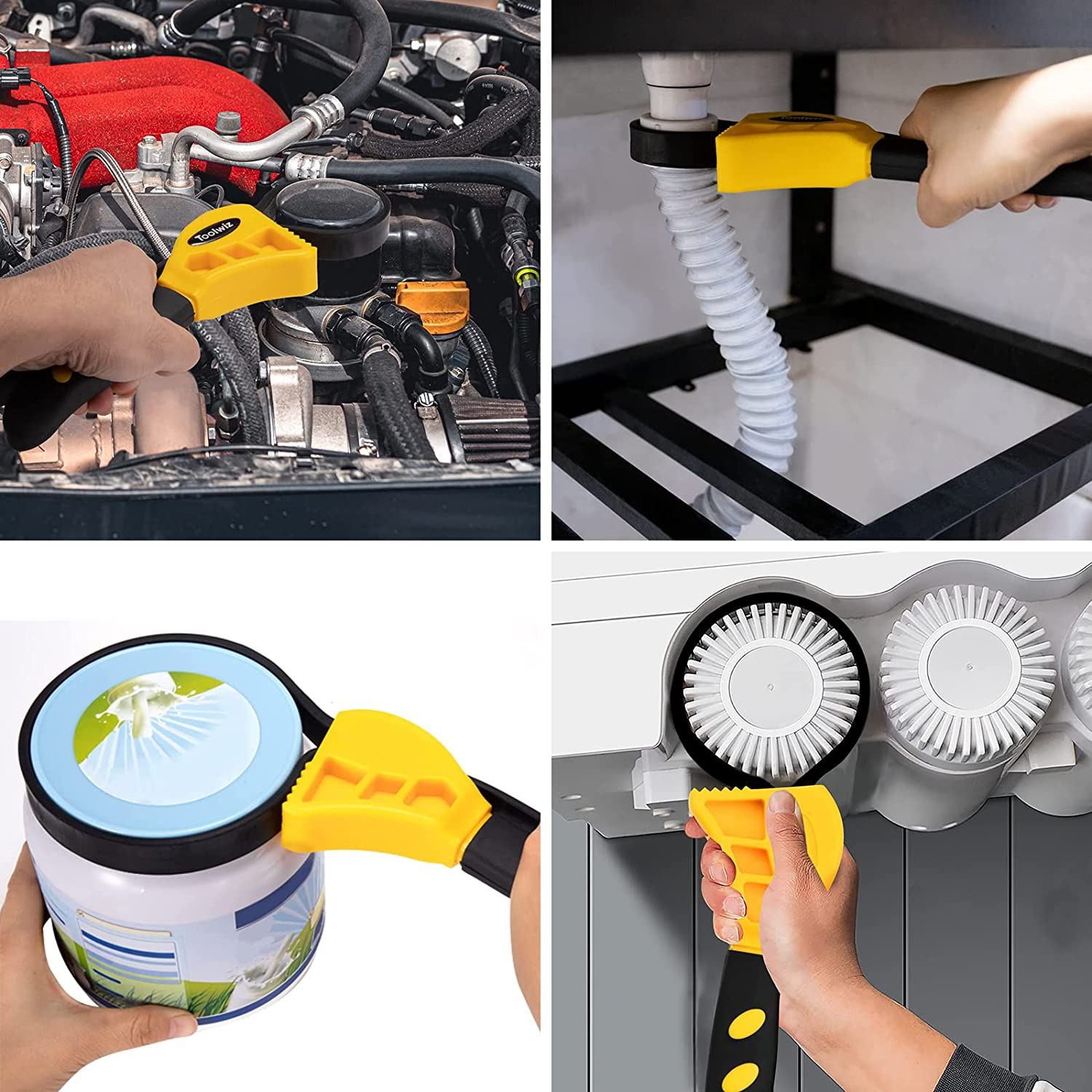 Strap Wrench Set, 2Pcs Universal Rubber Wrench with Anti-Slip Gloves, 22.8In & 18.8In Length Adjustable Rubber Belt Wrench Oil Filter Wrench, Jar Opener for Weak Hands, Pipe Wrench for Plumbers image number 1