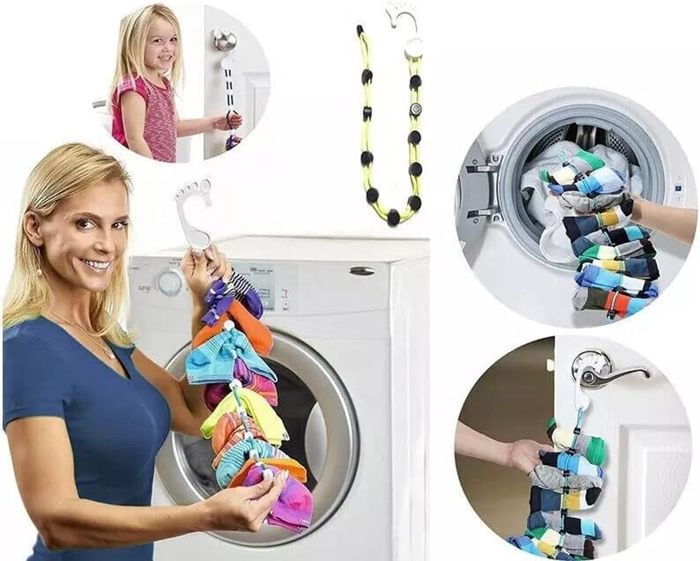 Sock Laundry Tool & Storage Hanger Rope Storage Hangers Closet Organizer Laundry Helper, Durable ABS Laundry Tool, Ideal for Home and Travel image number 1