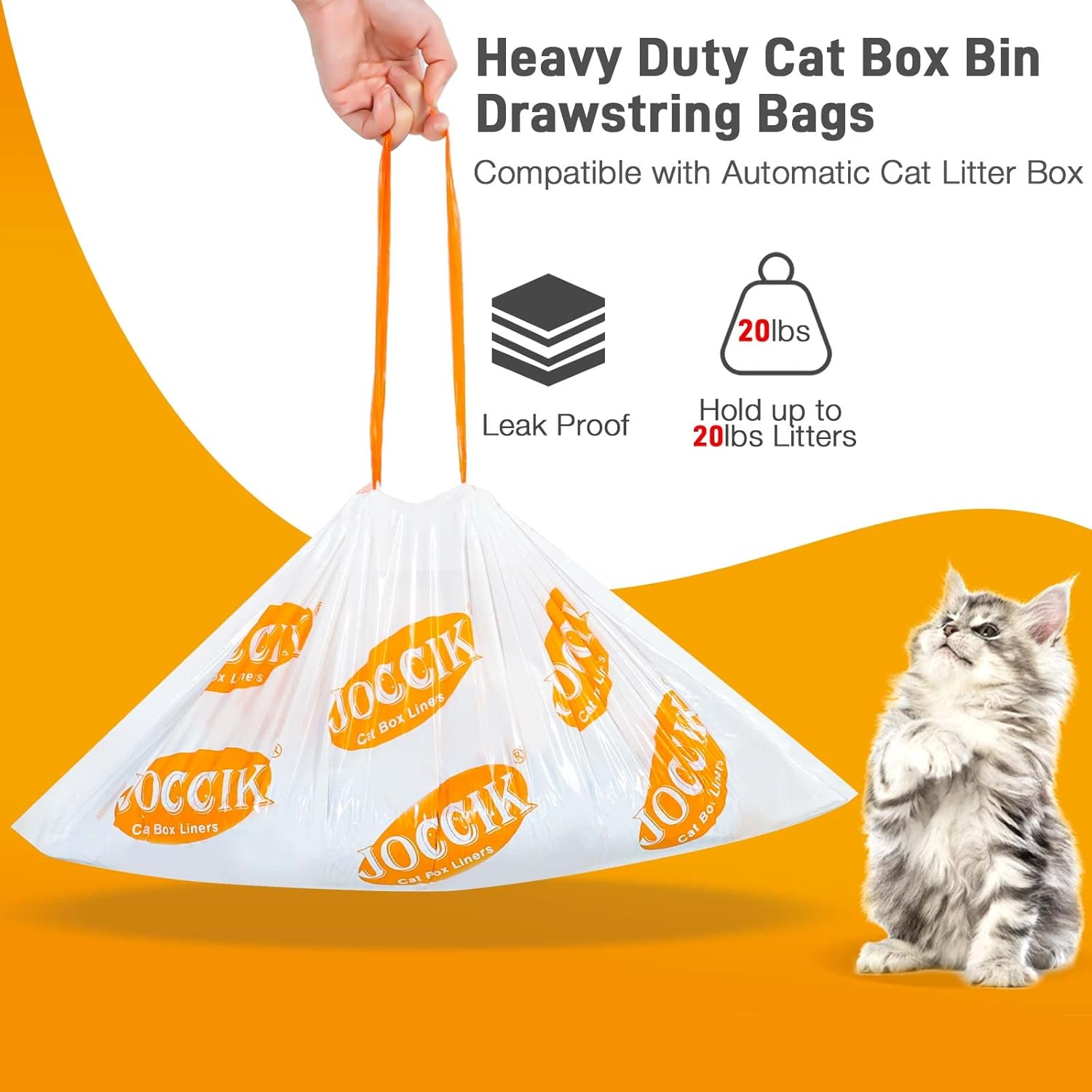 Drawstring Litter Liner Bags Compatible with PETKIT PURA X/MAX, 100 Count Tear Resistant Waste Drawer Liners for Automatic Cat Litter Boxes image number 1