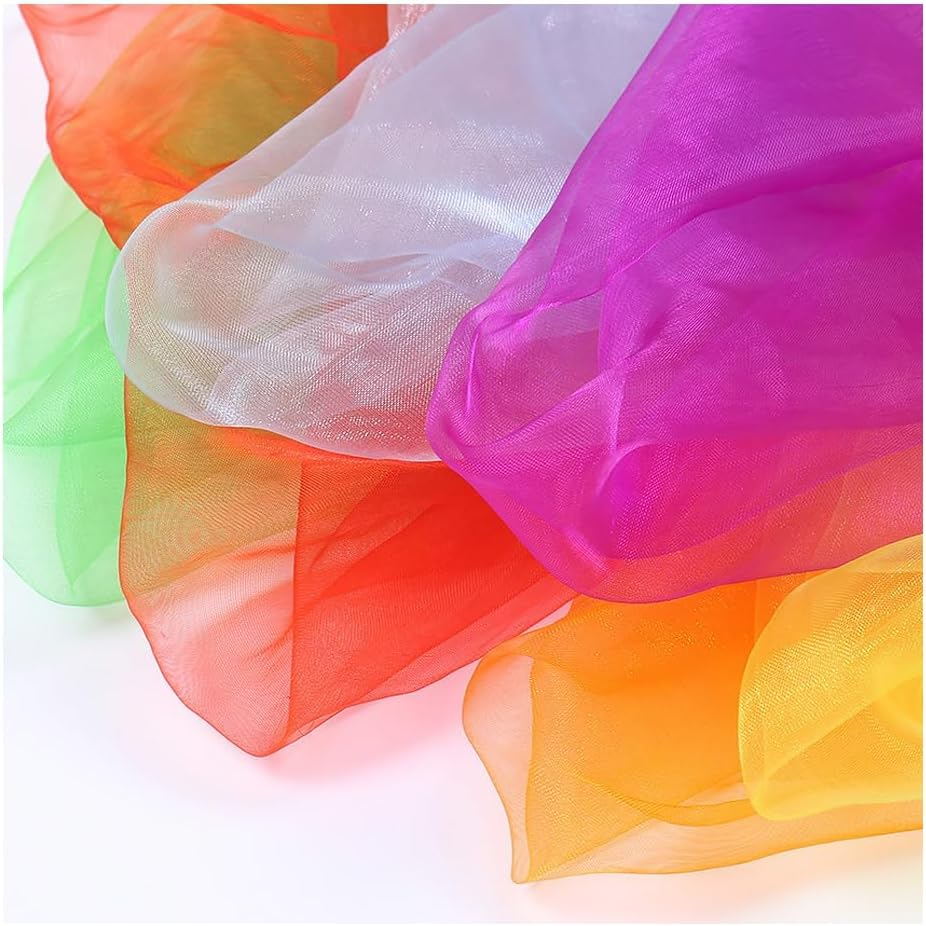 12 Pcs Juggling Scarves Dance Music Scarfs Colorful Silk Actives Scarves Rhythm Band Scarves, Easy Clean Ideal Performance Props Accessories (Rainbow) image number 6