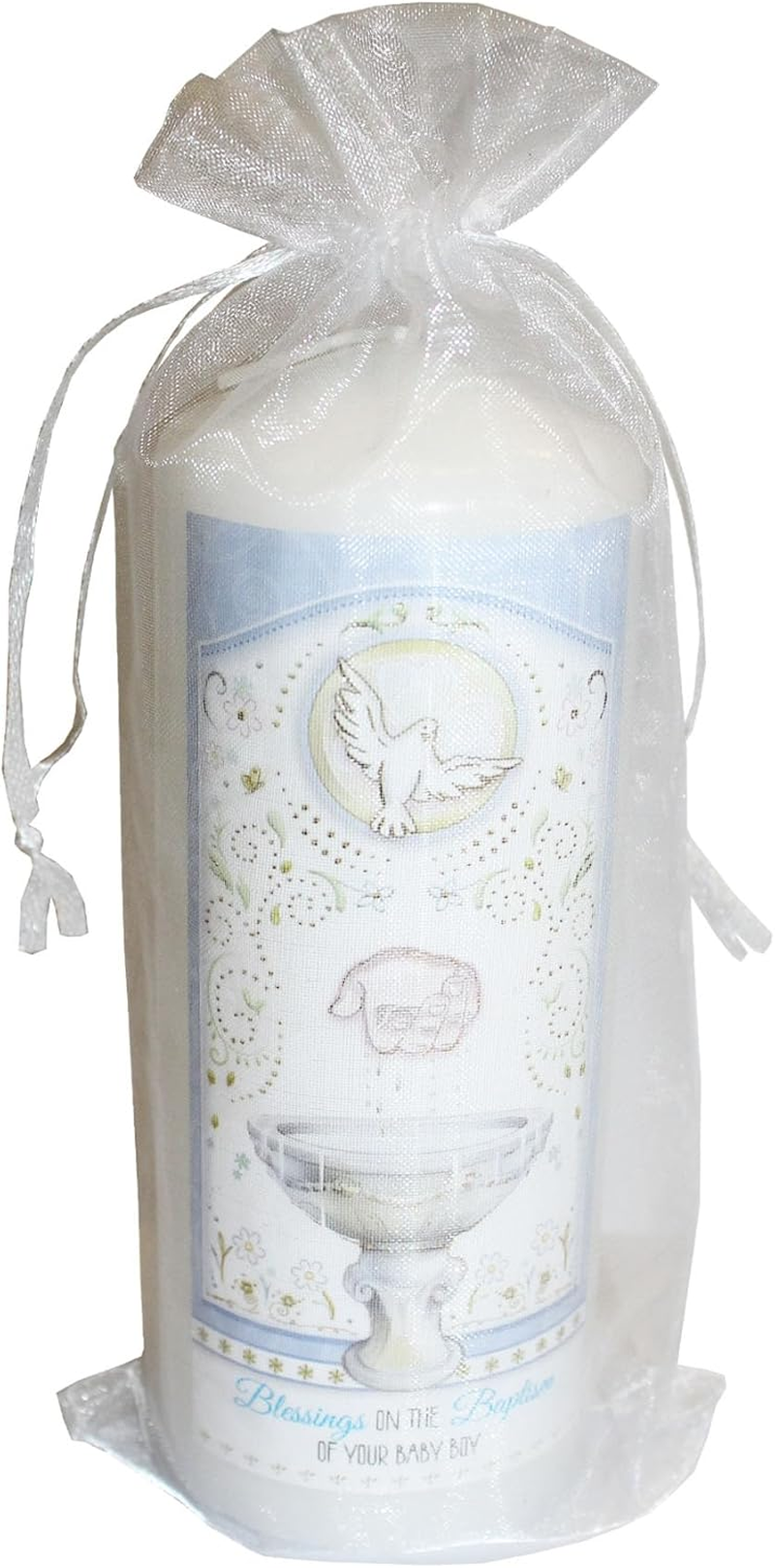 Widdle Gifts Pillar Candle for Baptism of Your Baby Boy in Organza Bag Keepsake Gift - 2503 image number 2