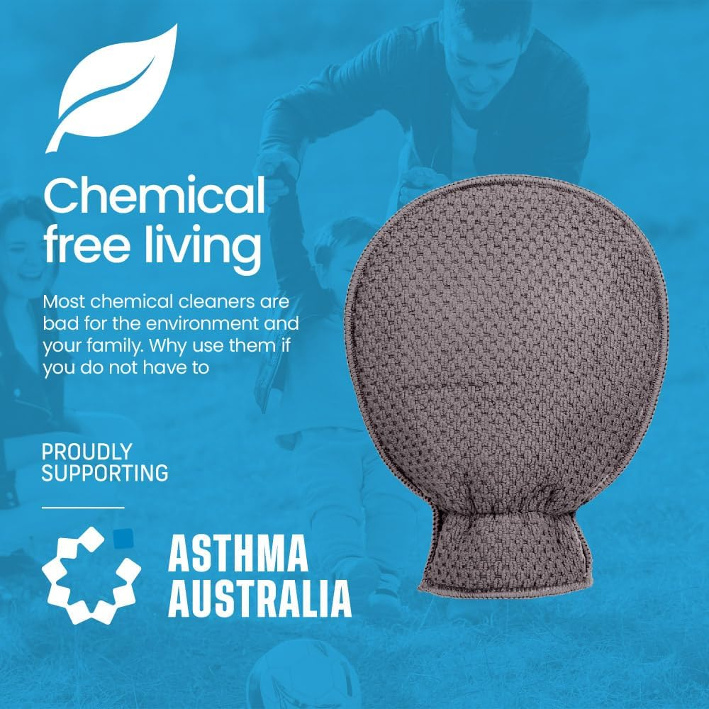 White Magic Eco Cloth Bathroom Cleaning Glove, Charcoal - Dual-Sided Scrubbing & Polishing, Chemical-Free Streak-Free Clean, Made with Recycled Plastic, Machine Washable, 26X20.5Cm image number 1