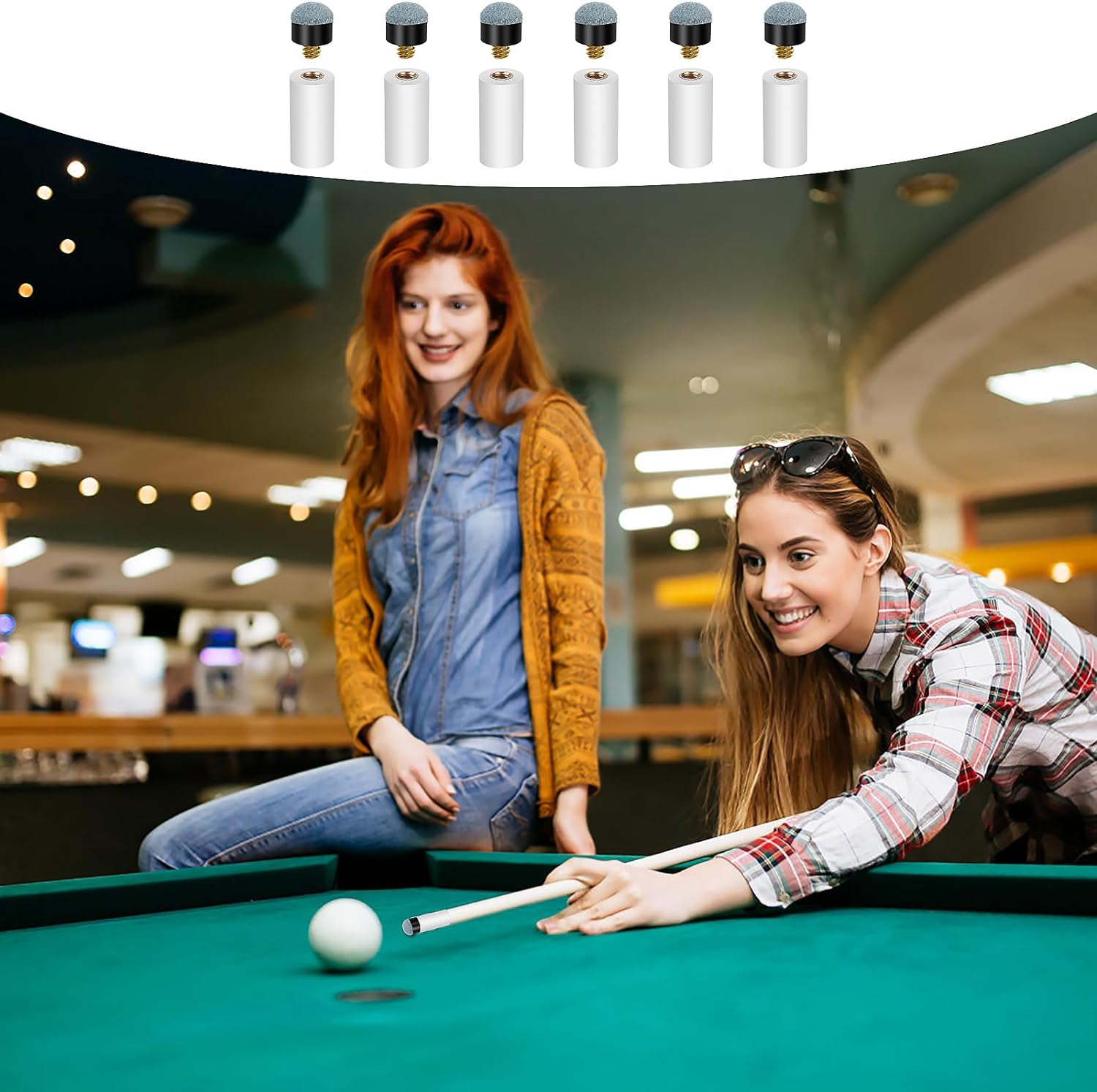 Prasacco 10 Sets Billiard Cues Tips Replacement with White Pool Cue Stick Ferrules, Screw on Pool Cue Tips Pool Stick Tips, 12Mm (Blue) image number 5