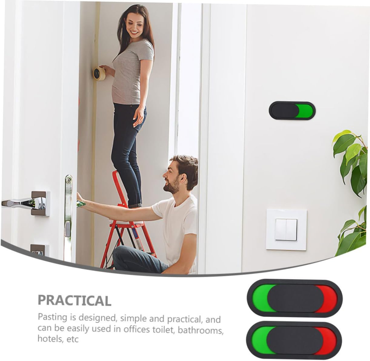 2Pcs Toilet Signboard Vacant Occupied Door Indicator for Bathroom Office Simple Installation for Hotels Public Restrooms Smooth Surface Design image number 1