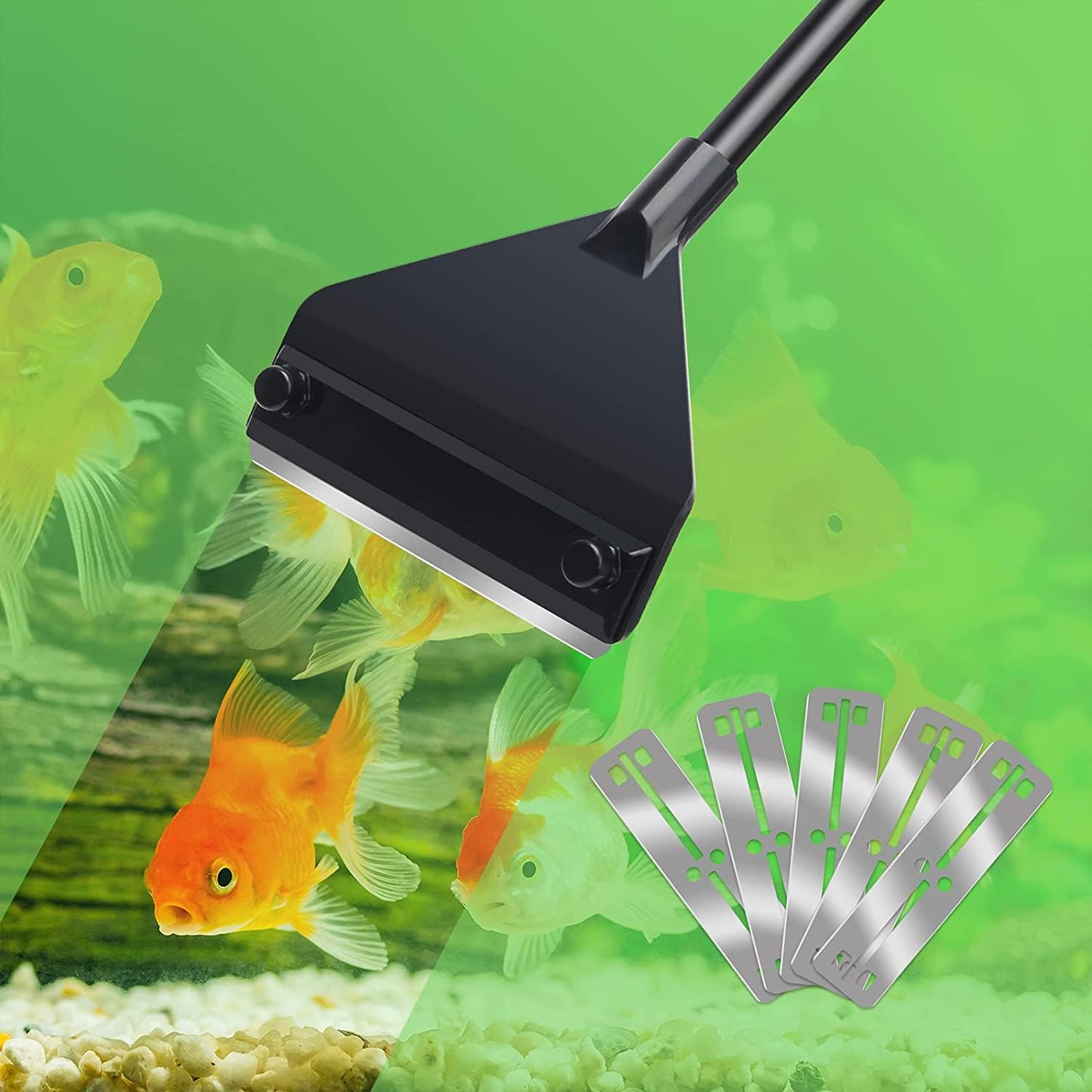 Zalati Algae Scraper Fish Tank Algae Cleaner Tool Set with 10Pcs Blades Stainless Steel for Glass Aquarium Tank image number 2