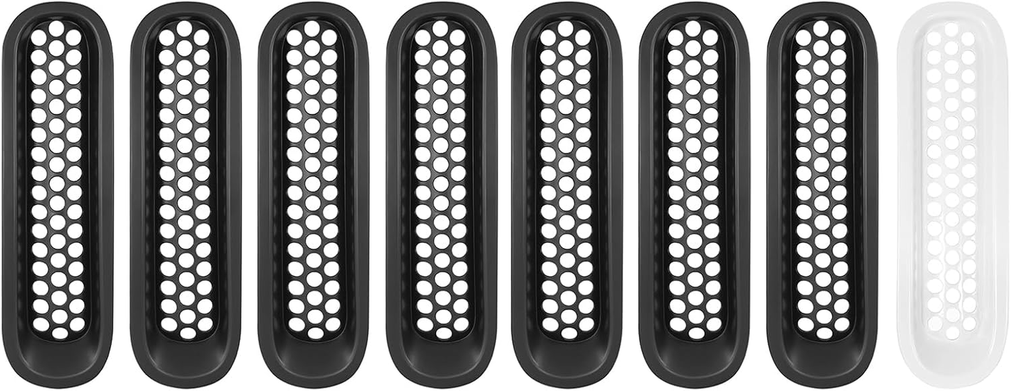 Opar Matte Black Front Clip in Mesh Grille Inserts for 2007-2015 Jeep JK Wrangler & Wrangler Unlimited (Pack of 7) image number 1