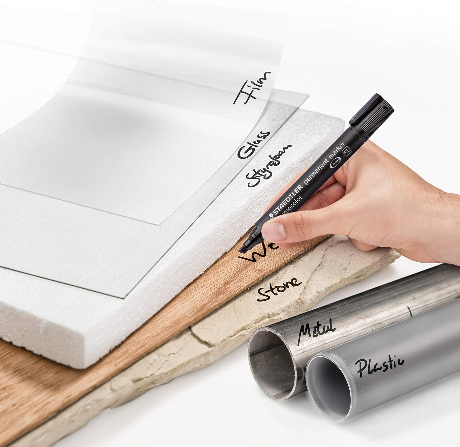 Staedtler 350 WP6-1 Lumocolor Permanent Markers with Chisel Tip, Assorted (Pack of 6) image number 3