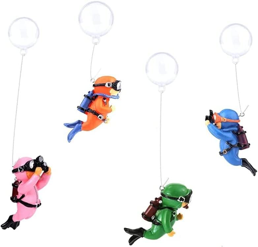 LYSAIMG 4Pcs Resin Floating Aquarium Decorations,Floating Fish Tank Decoration,Hanging Lovely Diver for Aquarium with Ball and Line,7Cm*3Cm Cute Miniature Diver,Accessories for Fish Tanks Pool image number 6
