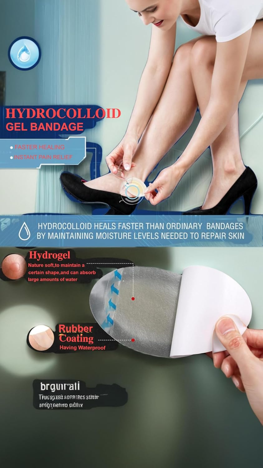 15 Pcs Heel Bandages for Blisters Gel Heel Sticker Anti-Abrasion Foot Sticker Bubble Sticker Gel Guard Skin Compeed Blister Mix Blister Treatment Patch Advanced Healing Blister Cushions image number 2