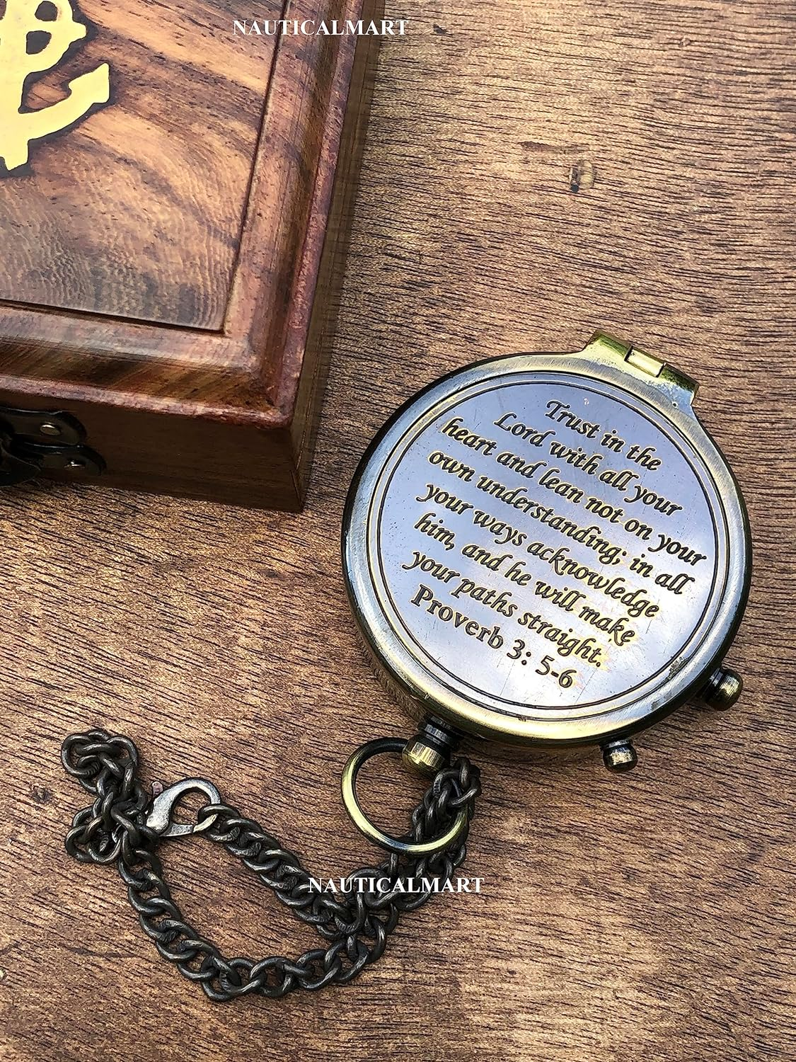 Trust in the Lord Engraved Compass, Proverbs 3: 5-16 Graduation Gift, Compass with Stamped Leather Case, Camping Compass, Boating Compass, Confirmation Gift Ideas, Religious Gifts, Missionary Gifts image number 4