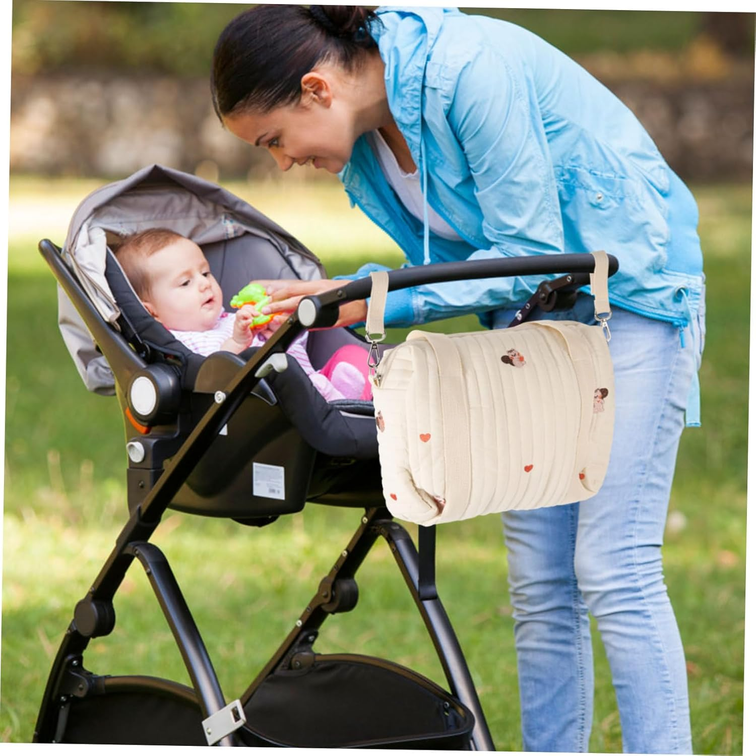 Cotton Diaper Bag Compact Portable for Travel Outdoor Double Straps Tote Storage