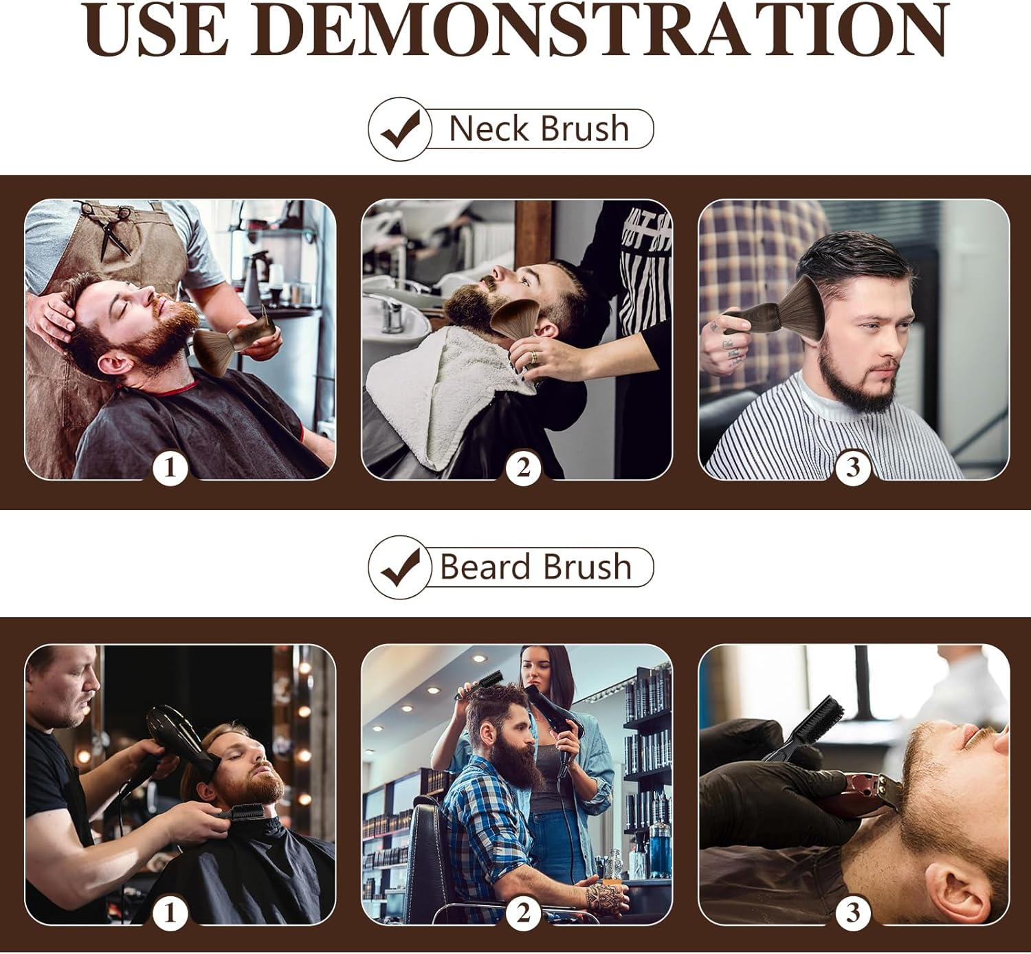 CGBARBER Barber Neck Duster Brush Wood Handle with Hook for Hair Cutting&hellip; (Neck Brush+Black Brush) for All Hair Type. - Neck Brush+Black Comb Brush image number 3