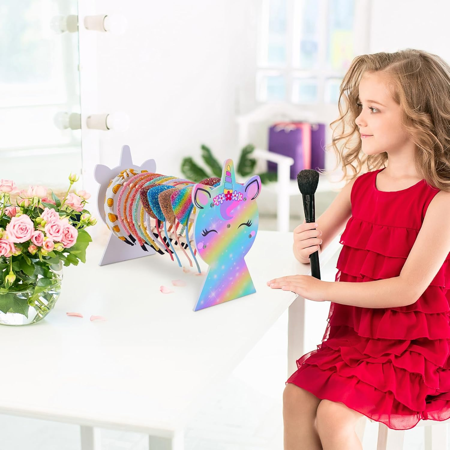 Unicorn Castle Headband Holder Girls Hair Accessories Organiser Hairband Display Stand Organiser for Girls Room Accessories image number 2