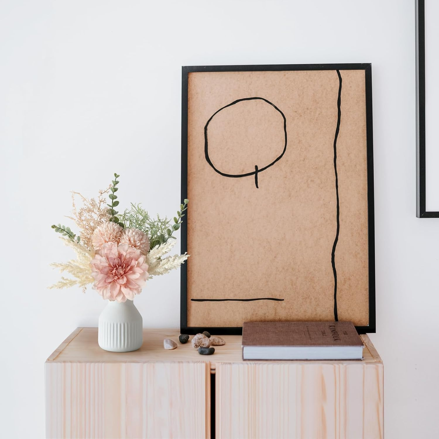 Small Artificial Flowers 13.5" Centerpieces Coffee Table Decor, Silk Flower Arrangements for Home Decor Indoor Fake Flower Bouquet for Dining Room Kitchen Wedding Pink image number 3