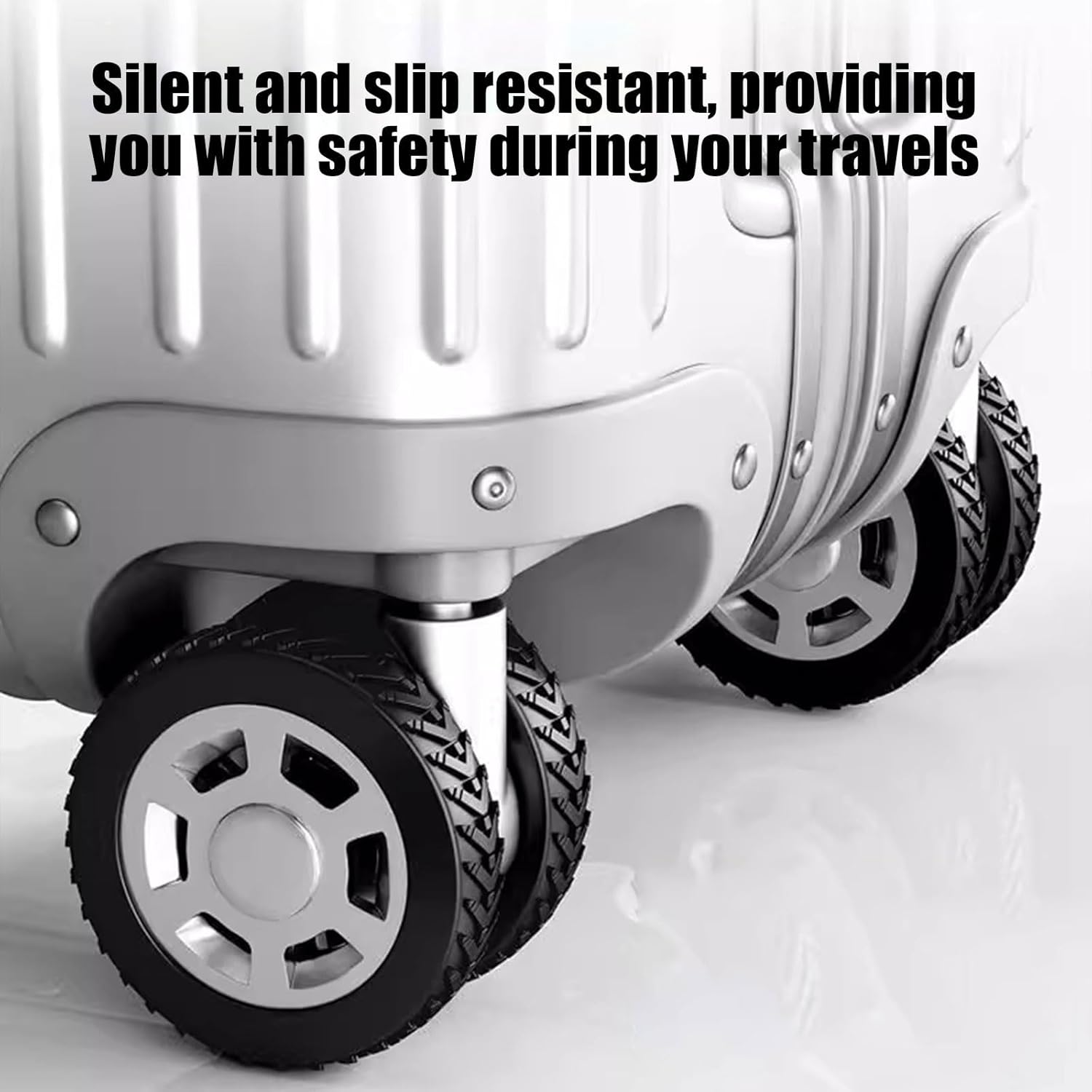 BGENHPON Luggage Wheels Cover Dustproof Anti-Noise Shock Absorption Universal Silicone Protector for Travel Suitcase 8Pcs Black image number 4