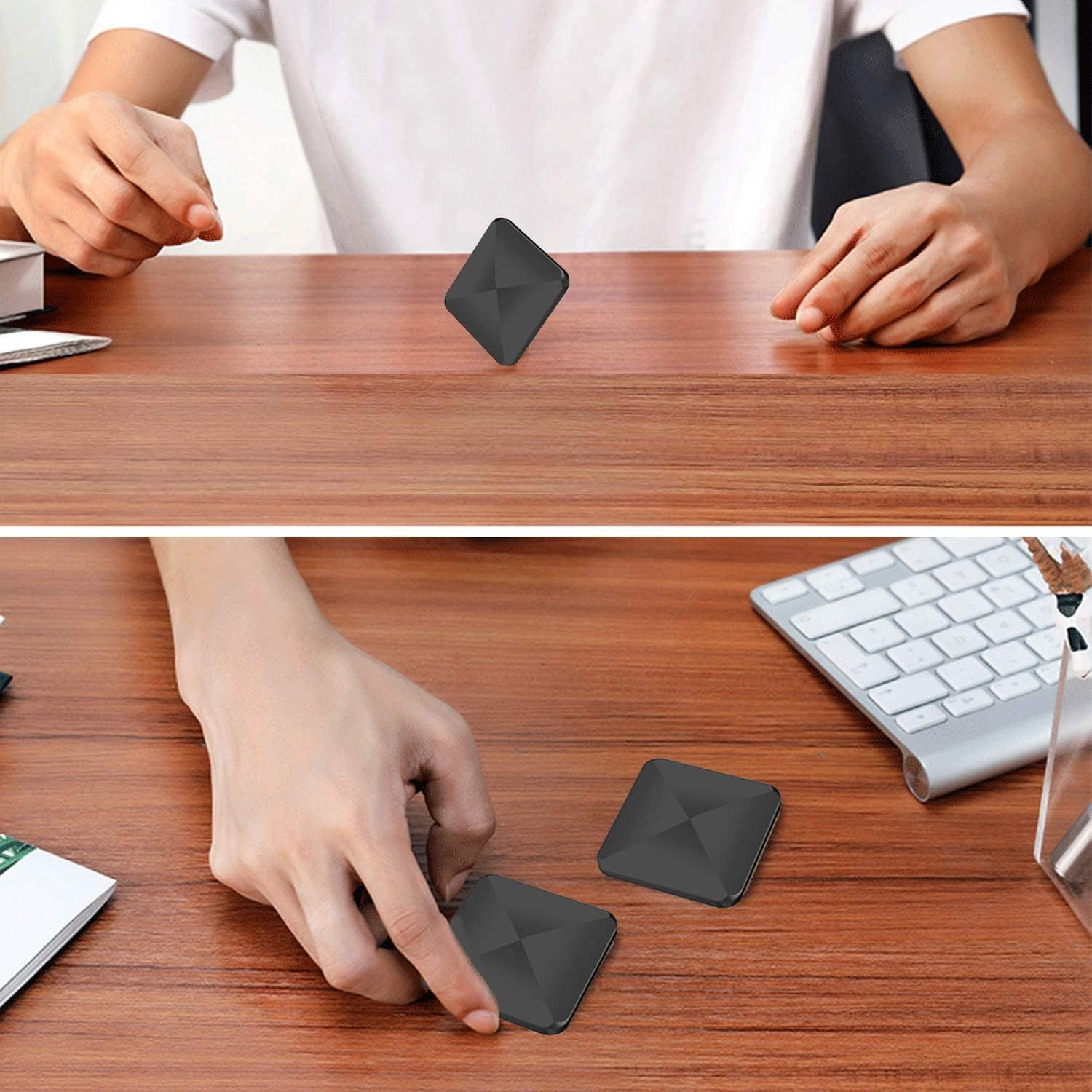 Life Game Kinetic Desk Flip Spinning Toy, Metal Fingertip, Decompression Pocket Kinetic Energy, Office Stress Relief Rotary Toys (Black) - Gold image number 4