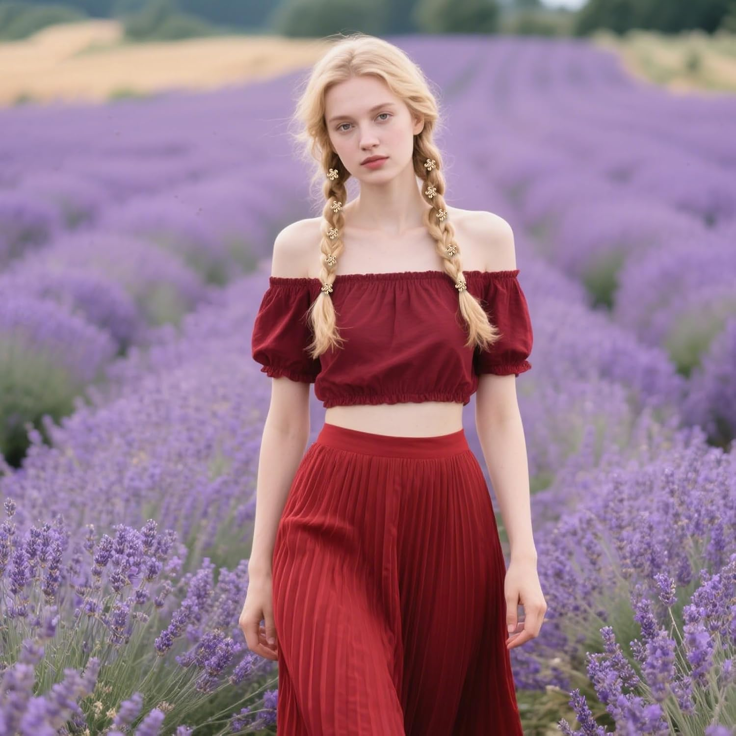 Bumlofa Golden Hair Clip Flower Set: 20 Pieces Small Hair Clips for Party, Braids & Hairstyles - Shiny Hair Accessories image number 1