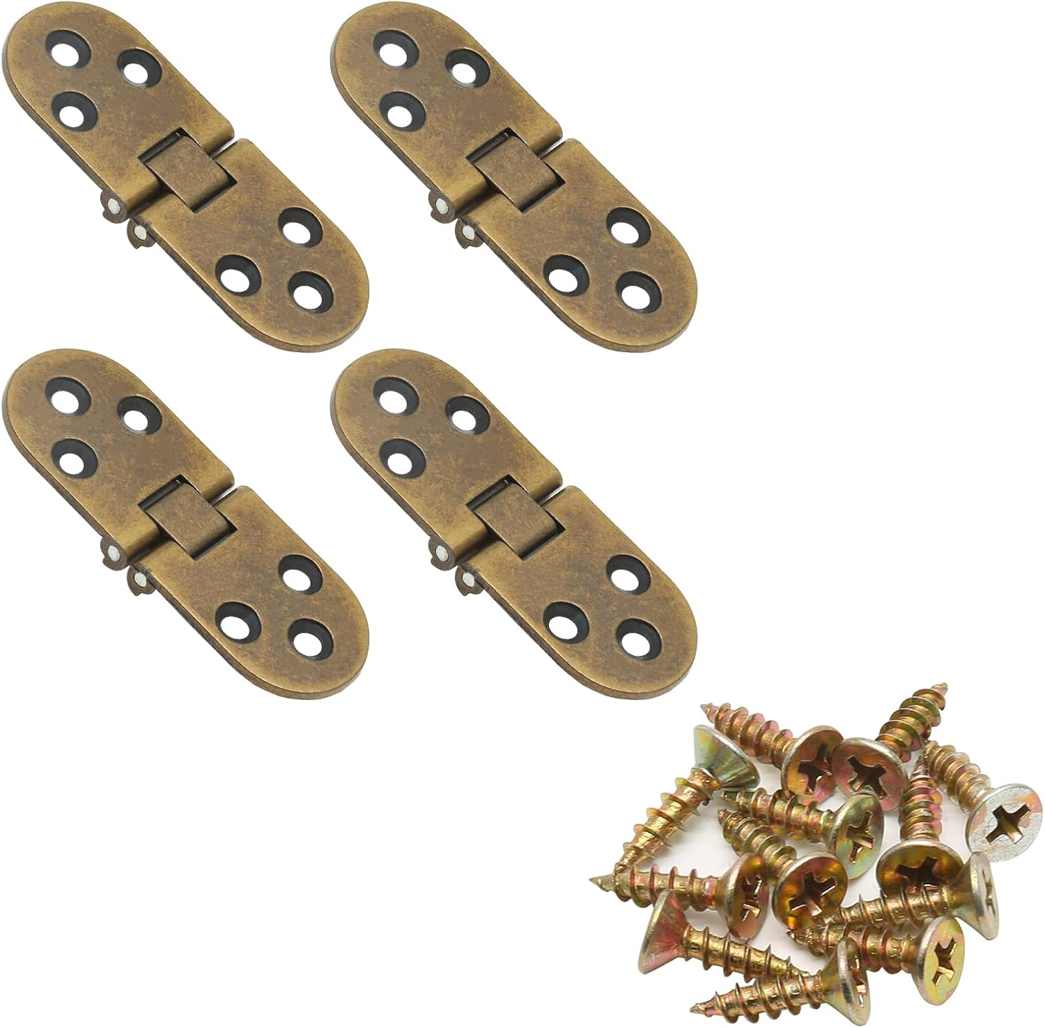 Piutouyar 4PCS Bronze Butler Tray Hinge, Heavy Duty Folding Flip Top Hinge 180 Degree round Edge Hinge for Folding Tables Sewing Machine Table Furniture Accessories 3.1Inch X 1.16Inch image number 5