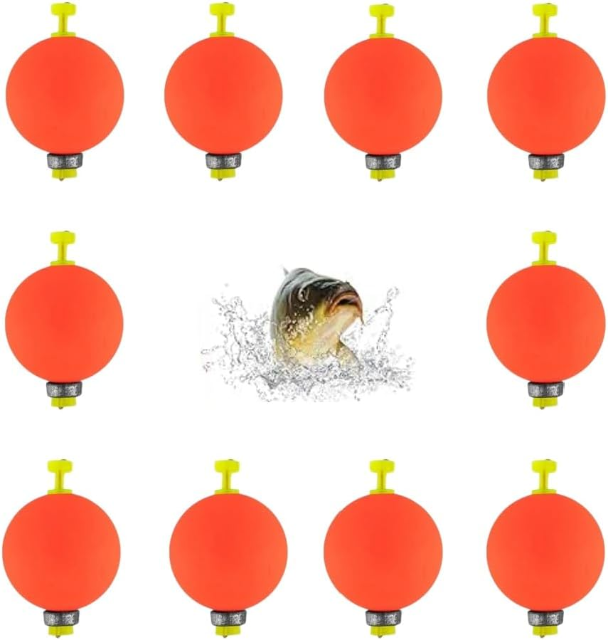 10PCS EVA Foam Fishing Floats, Snap-On Spring Weighted Multipurpose Bobbers for Crappie Bass Panfish Bluegills Trout
