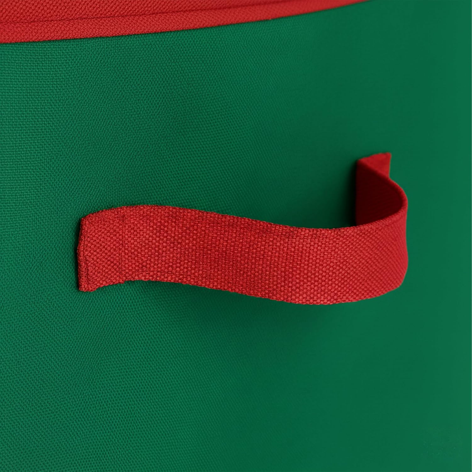 Relaxdays Christmas Bauble Storage Box, 64 Baubles, H X W X D: 33 X 33 X 33 Cm, Polyester, Cardboard, Ball Box, Green/Red image number 1