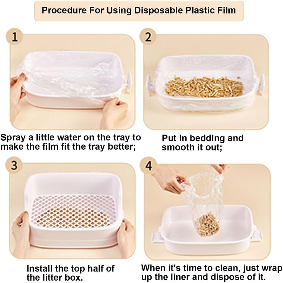 50 PCS Disposable Small Animal Cage Liners, Hamster Tray Liner,Rabbit Tray Film Liner,Clear Plastic Box Liner Guinea,Pig Cage Toilet Plastic Film(13.78 * 9.84 Inch) image number 4