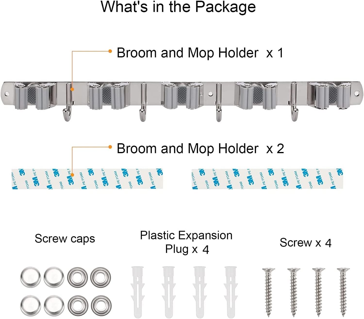 Mop Storage,Broom Storages,5 Racks 4 Hooks,Broom Hanger,Mop and Broom Holder/Mops Organizer/Broom Hook,Broom Holders Wall Mount,For Home,Kitchen,Garden,Garage,Laundry Room Organization and Storage image number 5