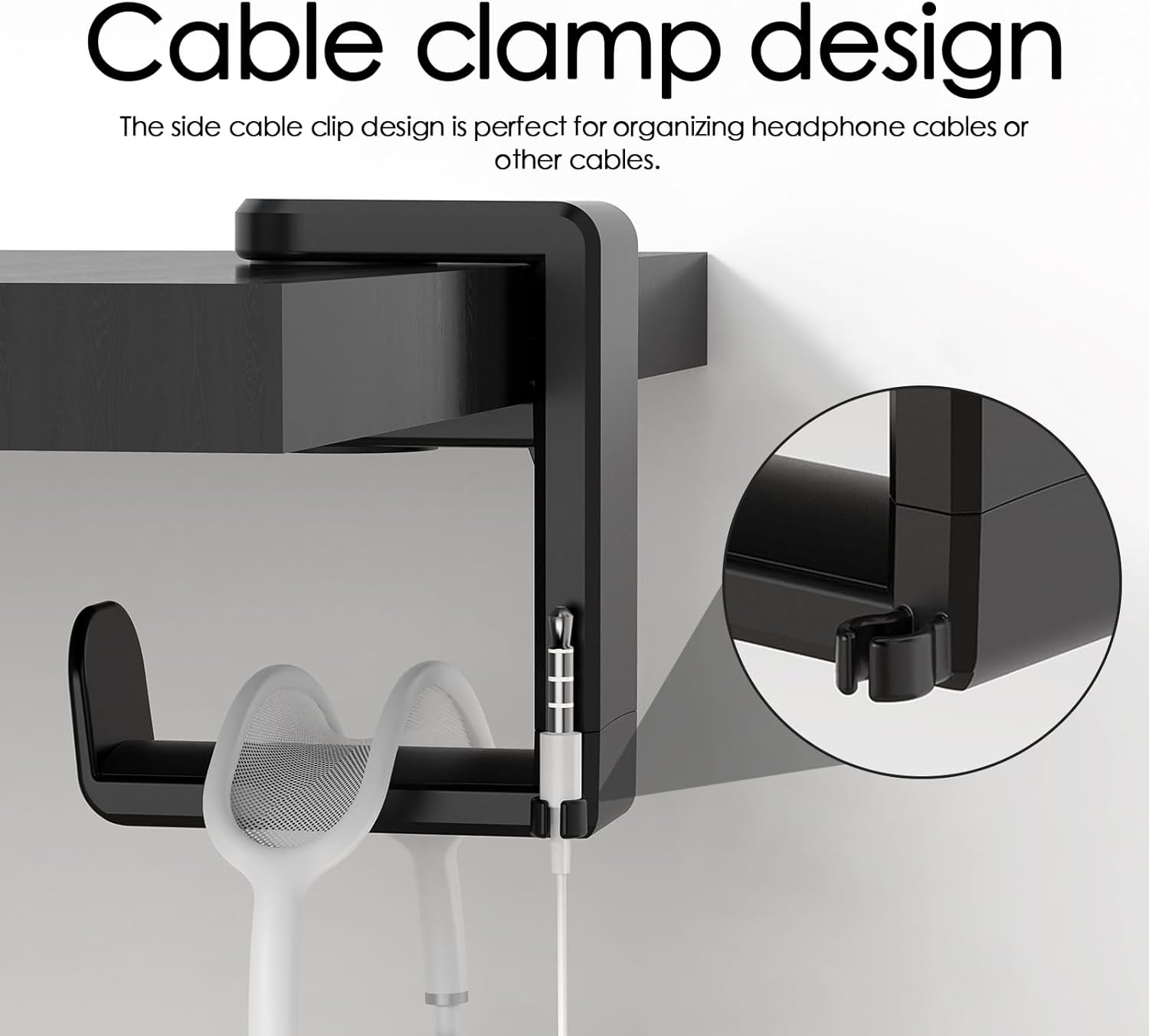 Headphone Stand, Desk Clamp for Headphone Holder with 360&deg; Swivel Hook, Adjustable Desk Clamp for Headset Holder, Suitable for All Headset Models (Black) image number 4