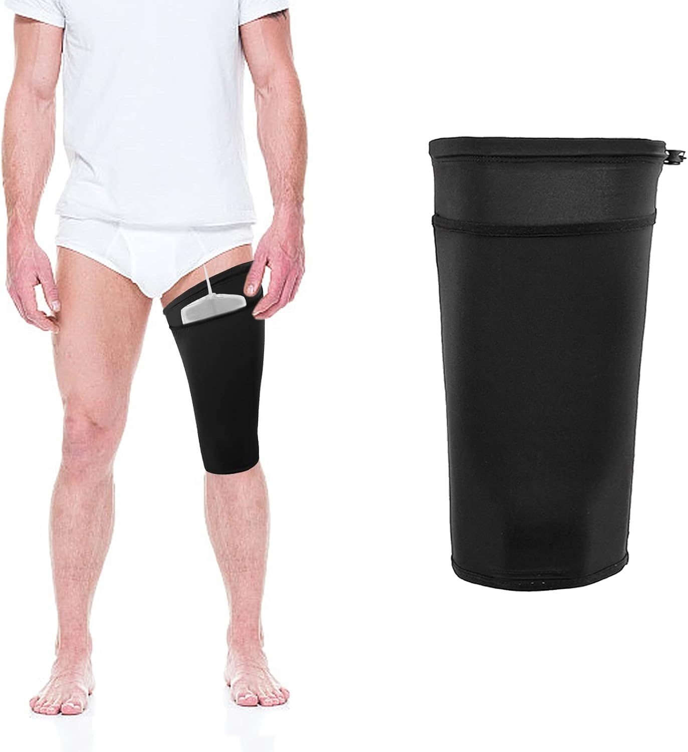 Catheter Leg Bag Holder - Fabric Foley Leg Bag Sleeve for Urinary Drainage, Catheter Sleeve Holder for Men & Women, Wheelchair & Incontinence Supplies (M) image number 2