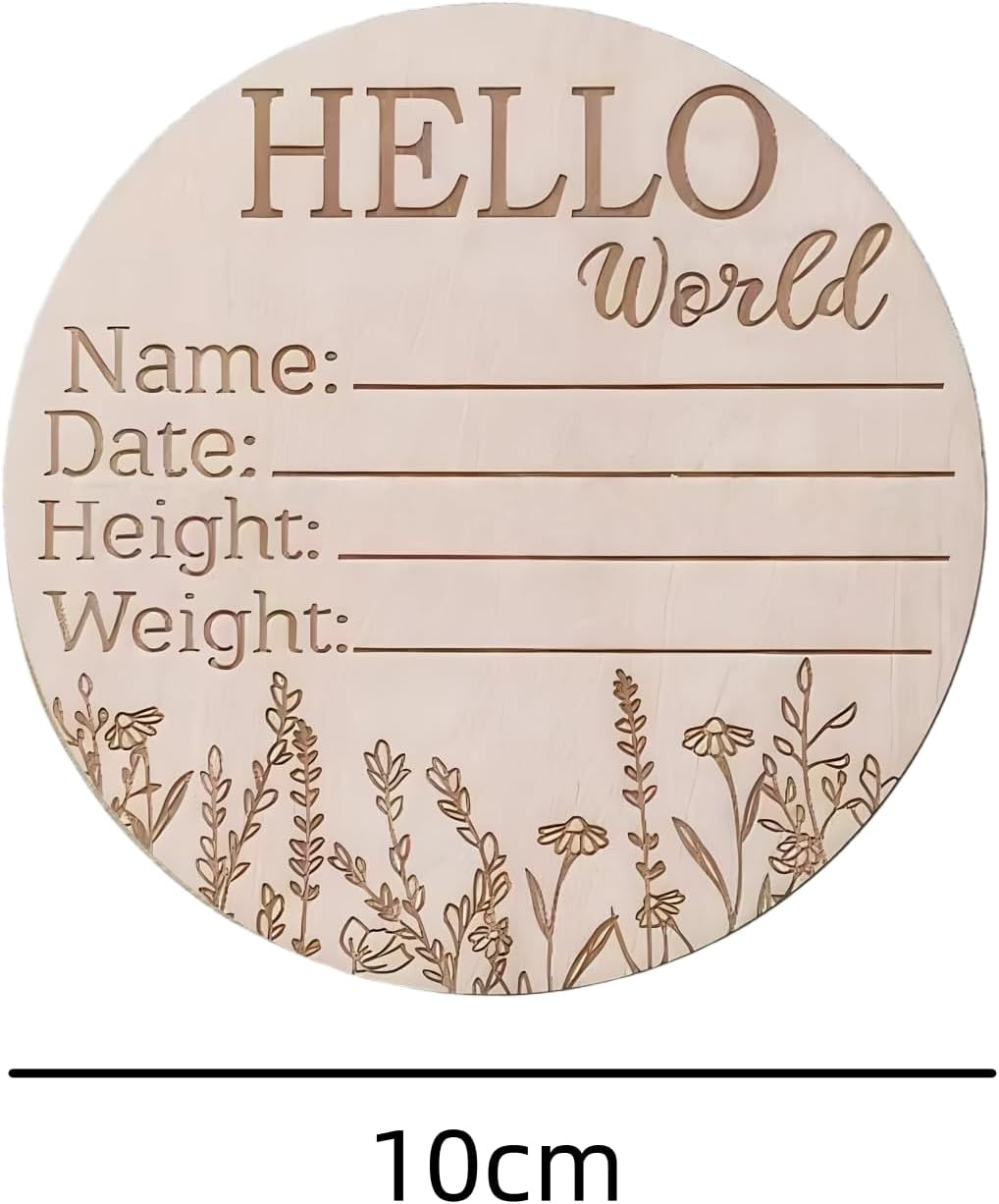 Handcrafted Basswood,Baby Birth Announcement Sign with Monthly Milestone Cards and Baby Name Sign, Wooden Photo Props and Growth Milestone. (A) image number 4