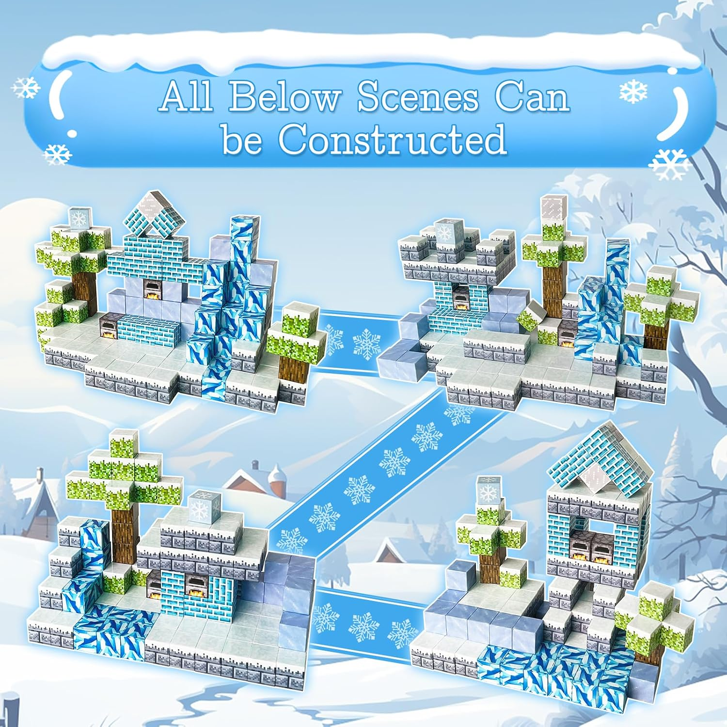 Sivomens 150PCS Magnetic Blocks, Magic Magnetic Building Blocks, Ice Themed Building Toy Set Toddler Magnet Blocks STEM Montessori Sensory Educational Toys for Boys Girls Aged 3+ Years Old Birthday image number 2