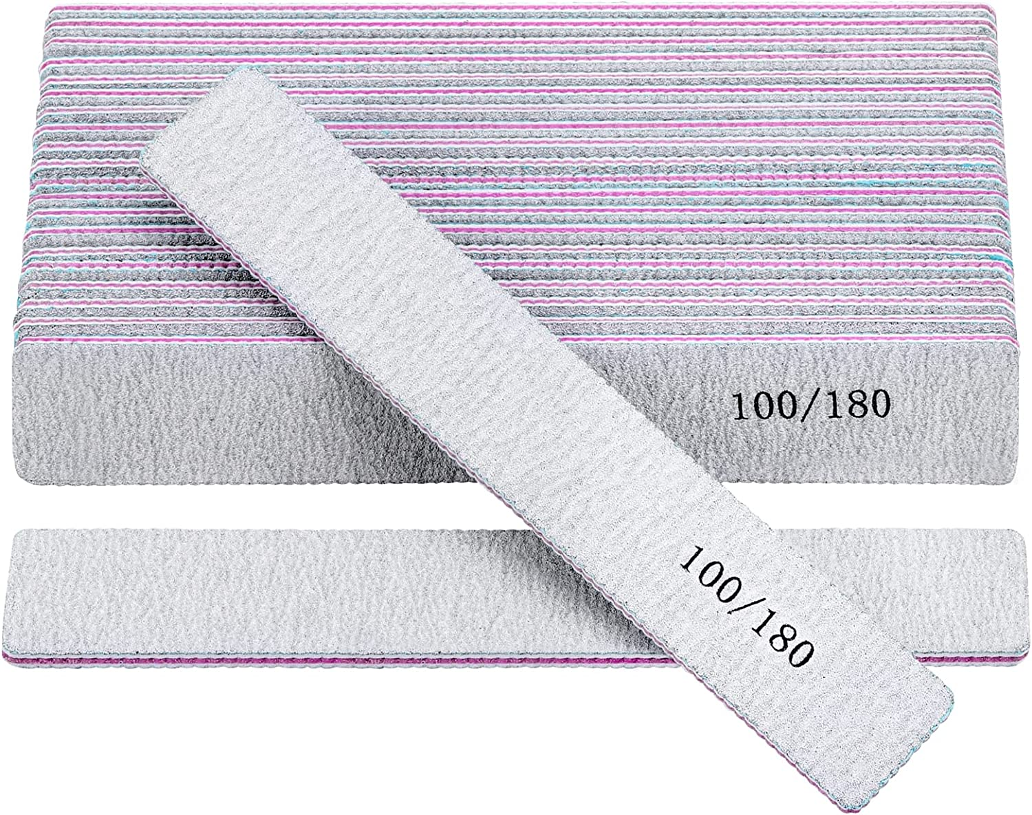 Nail Files, Professional 100/180 Grit Fingernail Files Emery Boards for Acrylic Nails (25 Pack) image number 6