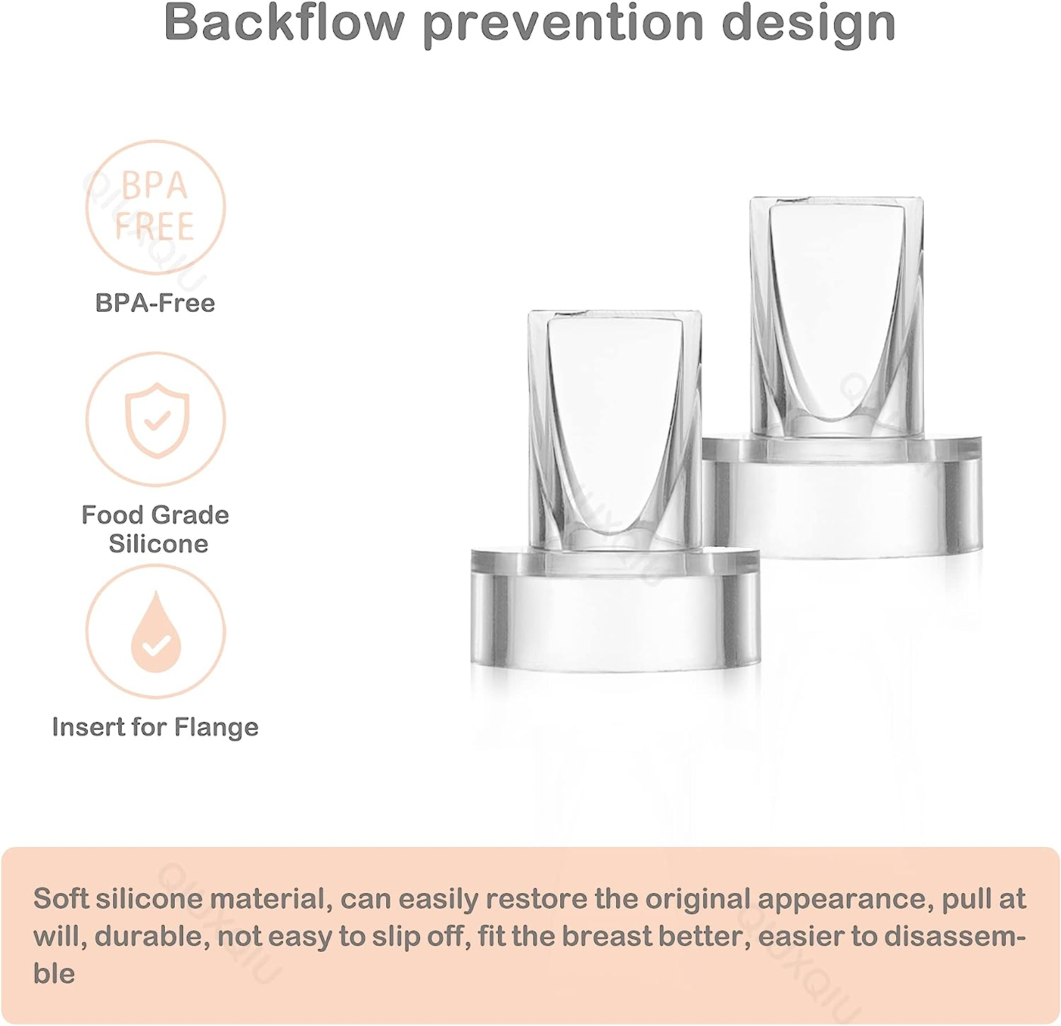 QIUXQIU 4 Pcs Duckbill Valves，Compatible With，S9、S10、S12 and Other Brands Wearable Breastpump, Electric Breast Pump Replacement Parts, Breastfeeding Essential Accessories image number 4