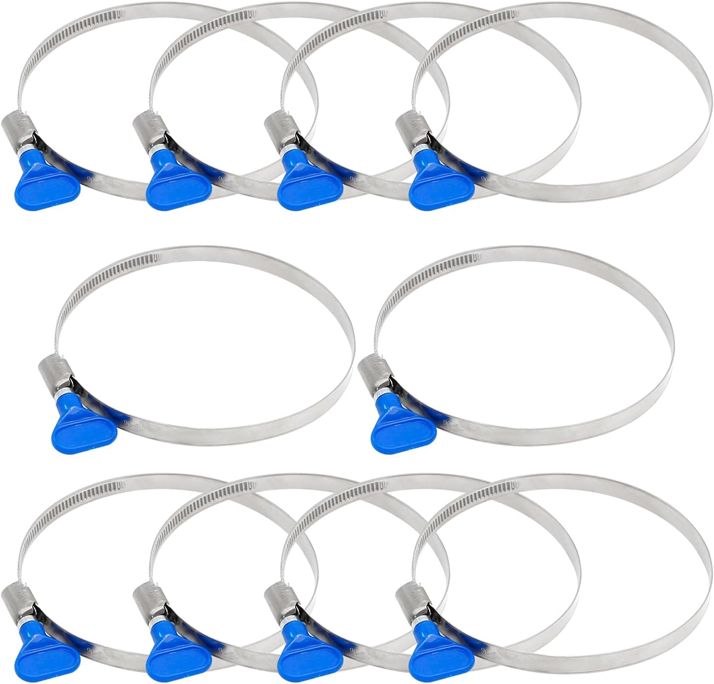 Pack of 10 Stainless Steel Hose Clamps 50-70Mm (1-7/8" to 2-7/8") Clamp 304 Stainless Steel Butterfly, 9Mm Width 0.6Mm Thickness Shank Card, for Pipeline Automotive (3-Blue-(50-70Mm)