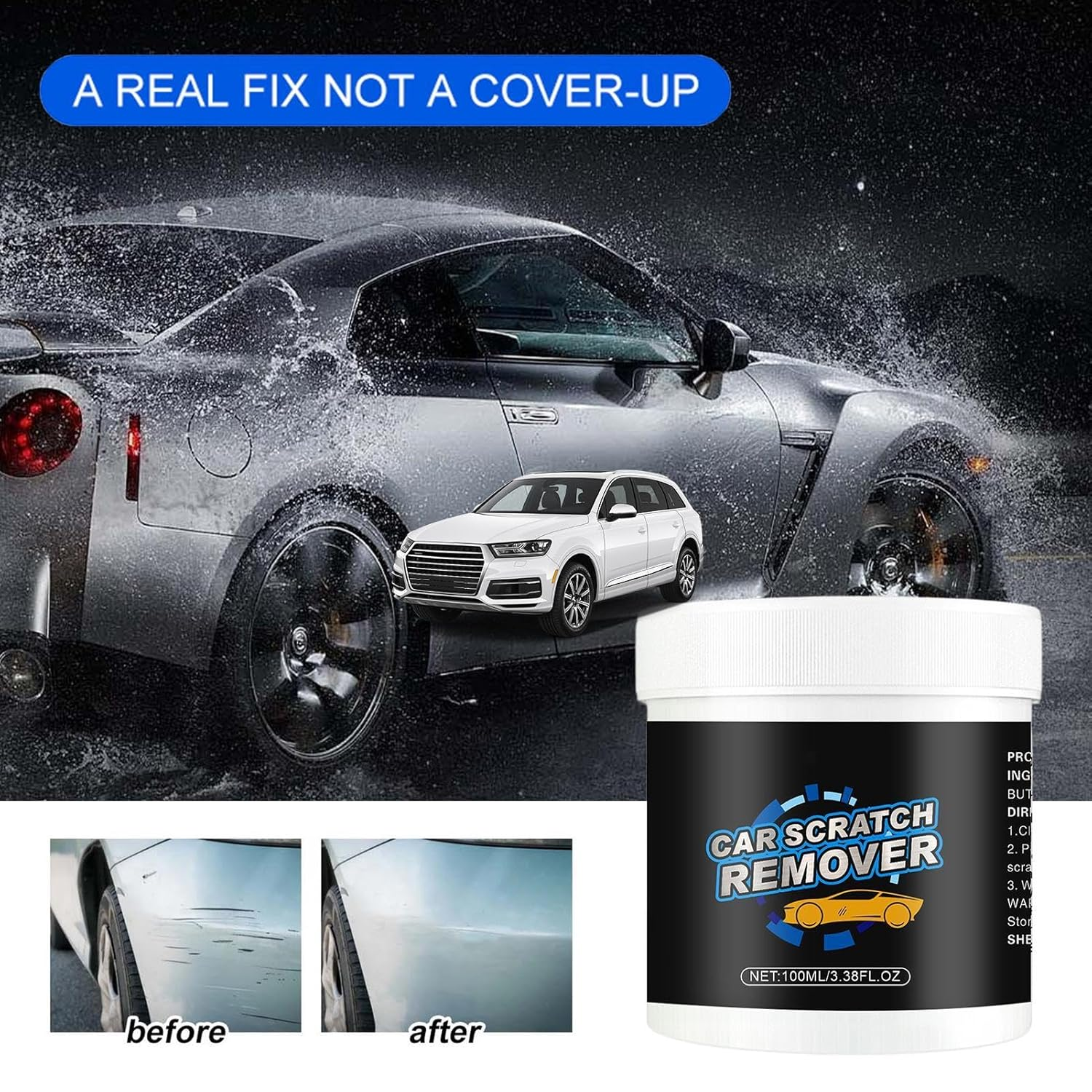 Scratch Remover for Vehicles | Auto Paint Polish Repair Cream,100Ml Multi-Uses Scratch Remover, Paint Correction Compound That Removes Defects While Adding Gloss and Shine image number 3